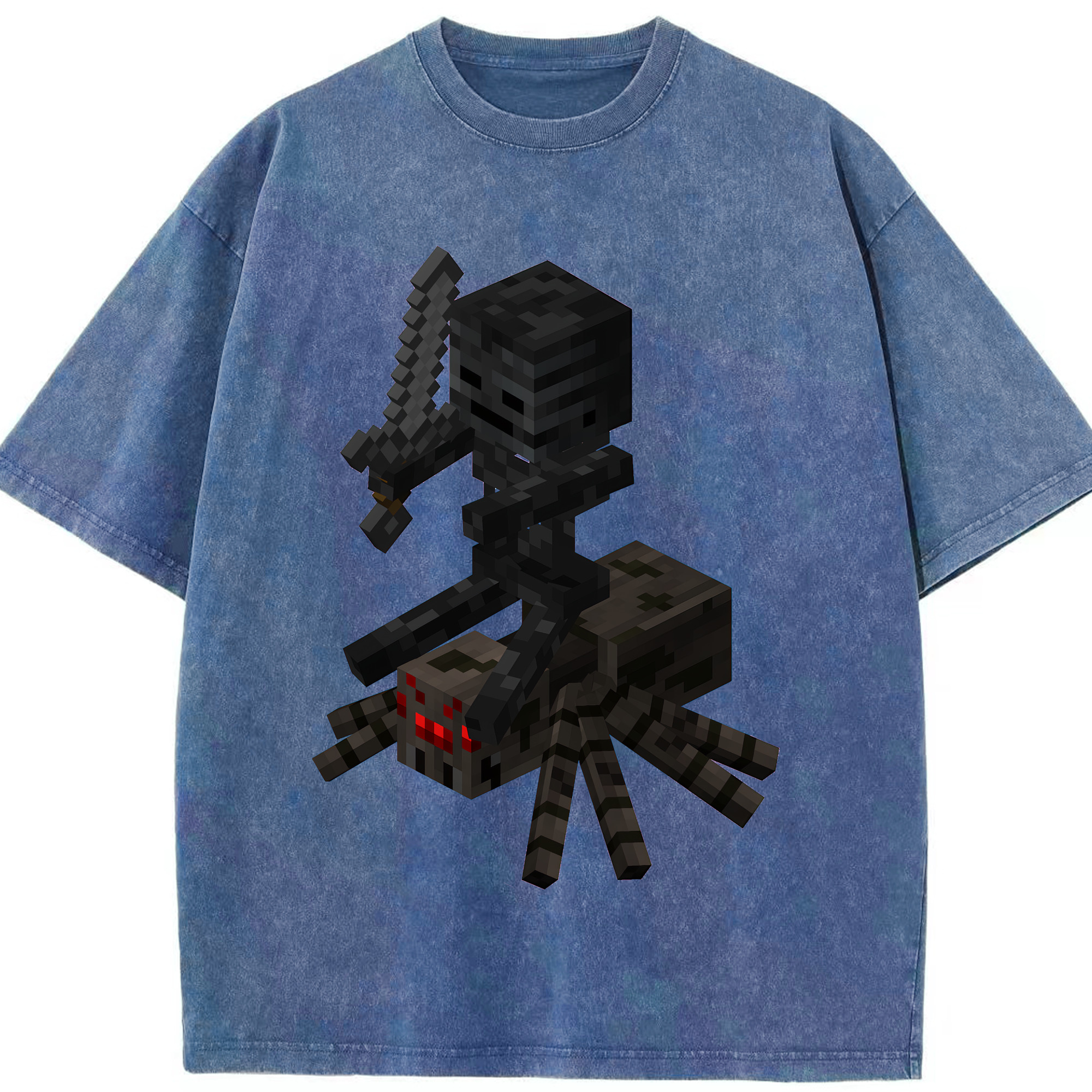 （画像用） マインクラフト ブロックの世界 Minecraft MC Block world 綿100% ヴィンテージ風 半袖Tシャツ（フロントプリント）