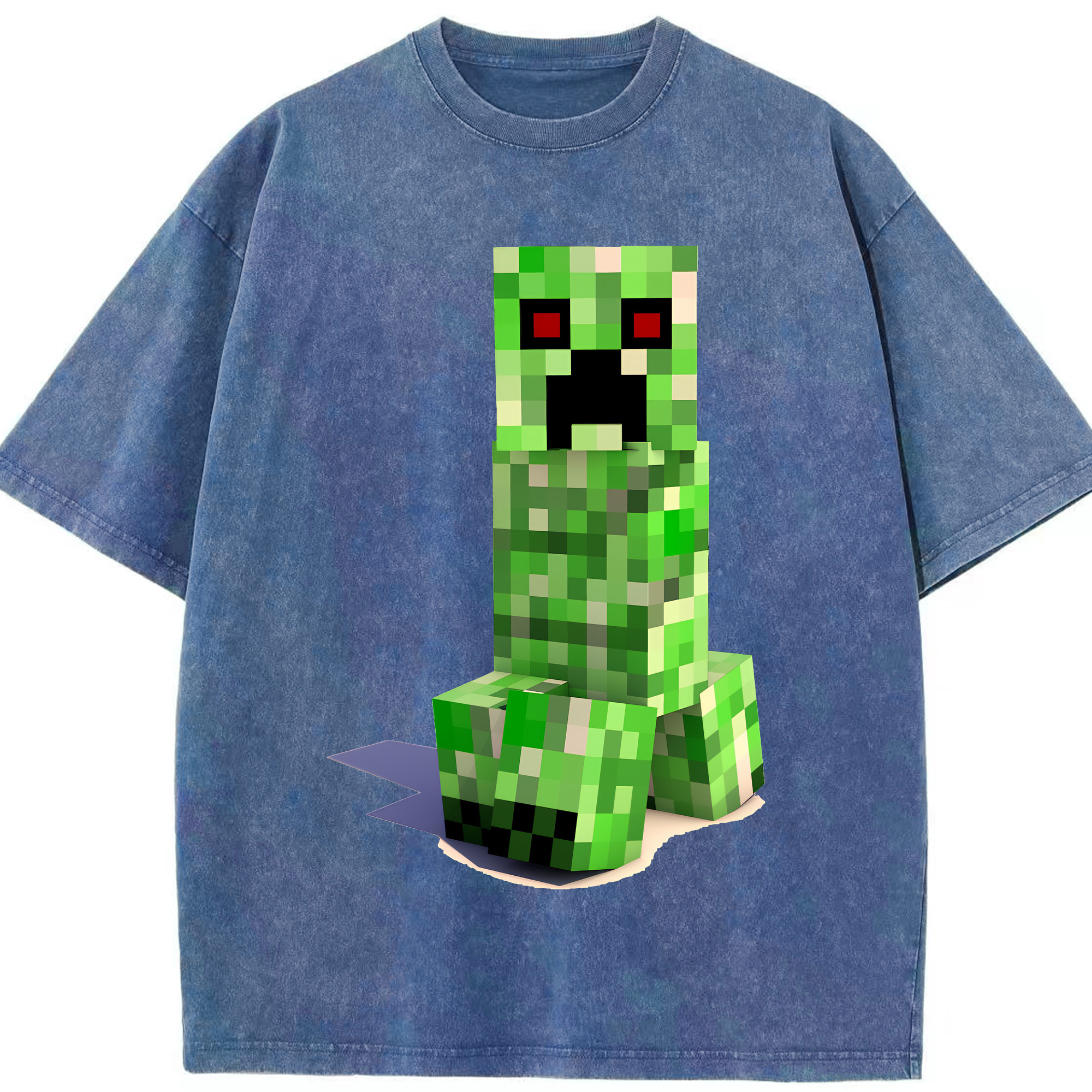 （画像用） マインクラフト ブロックの世界 Minecraft MC Block world 綿100% ヴィンテージ風 半袖Tシャツ（フロントプリント）