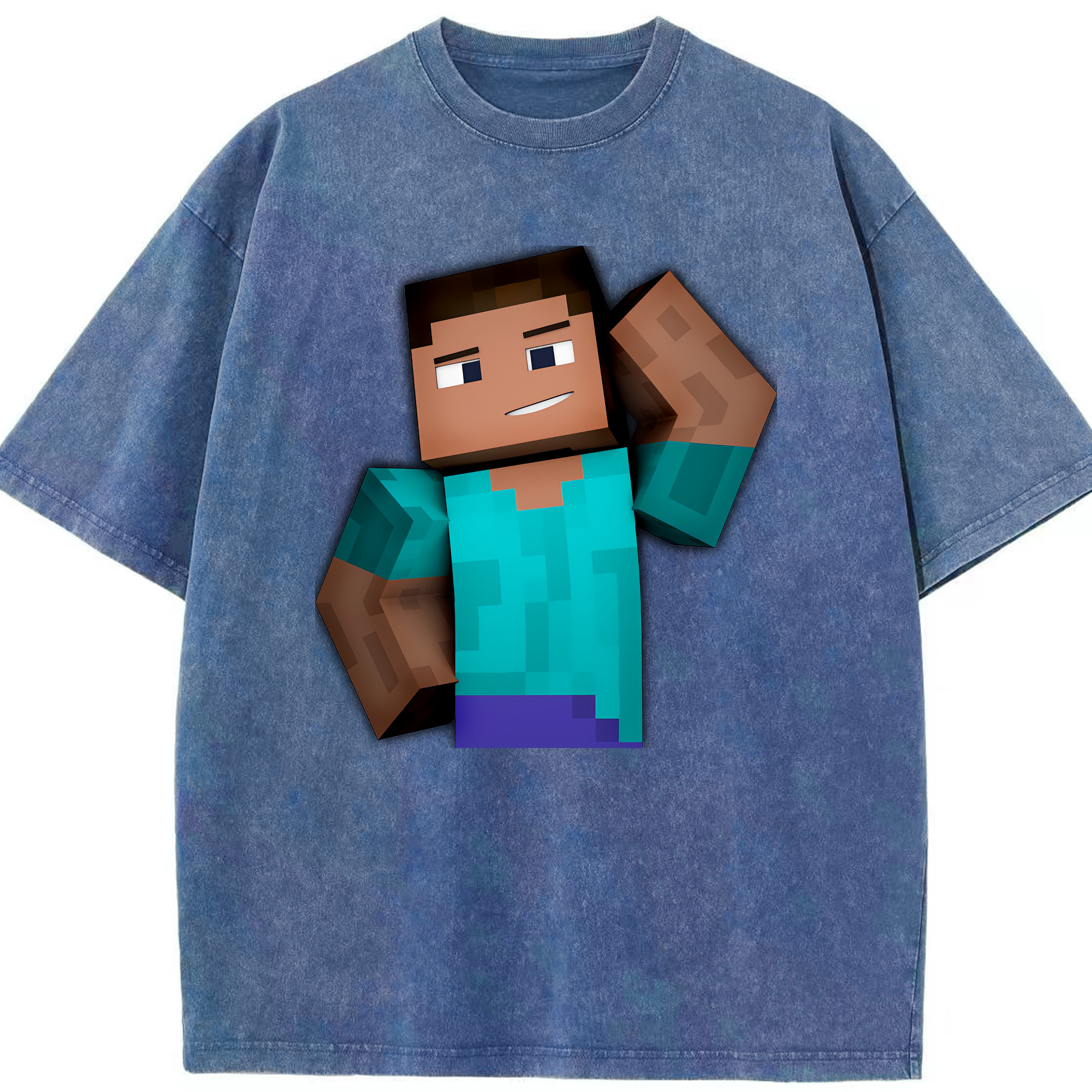 （画像用） マインクラフト ブロックの世界 Minecraft MC Block world 綿100% ヴィンテージ風 半袖Tシャツ（フロントプリント）
