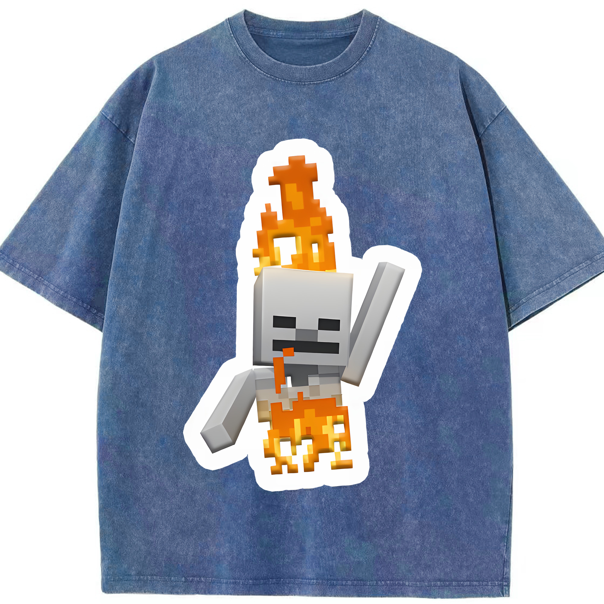 （画像用） マインクラフト ブロックの世界 Minecraft MC Block world 綿100% ヴィンテージ風 半袖Tシャツ（フロントプリント）