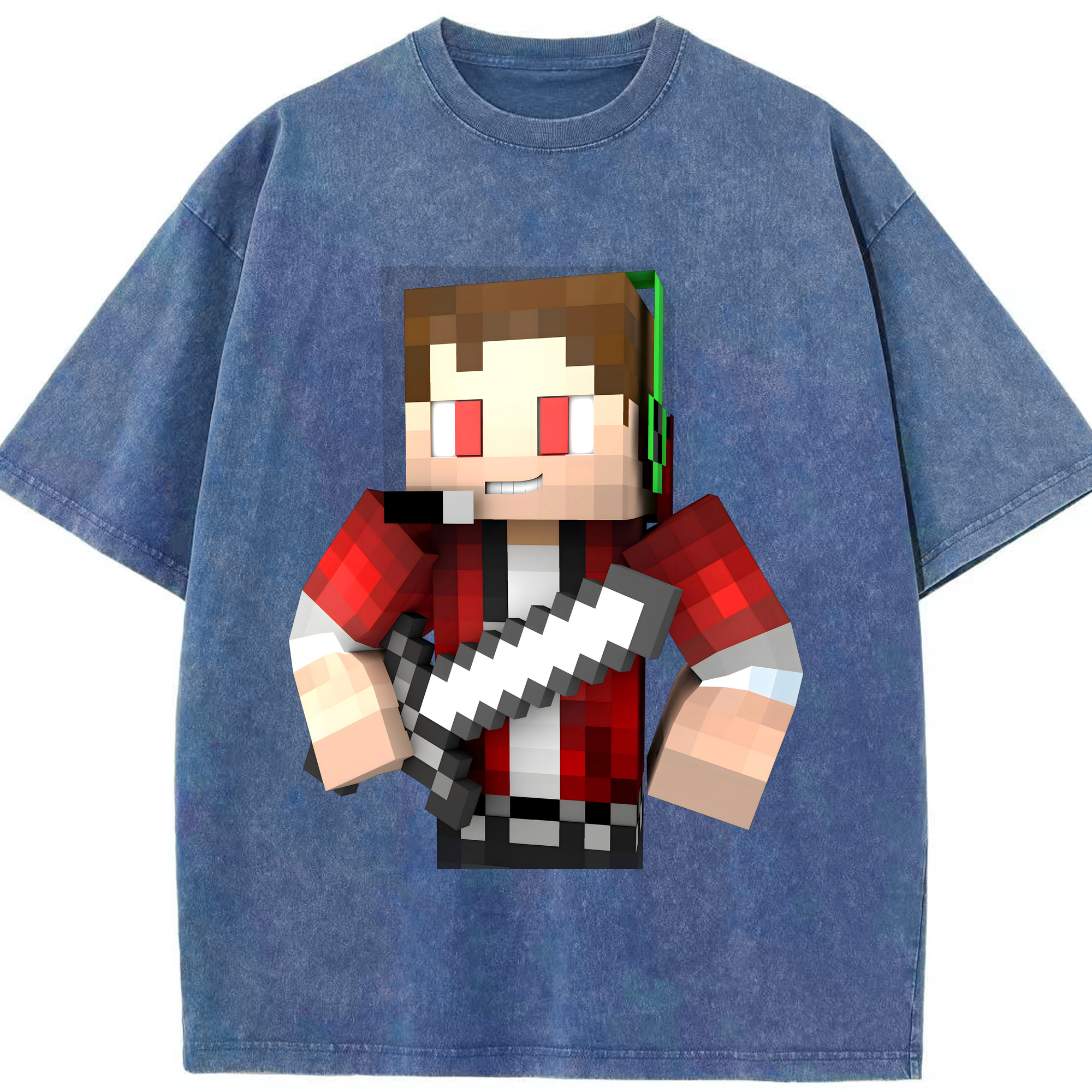 （画像用） マインクラフト ブロックの世界 Minecraft MC Block world 綿100% ヴィンテージ風 半袖Tシャツ（フロントプリント）