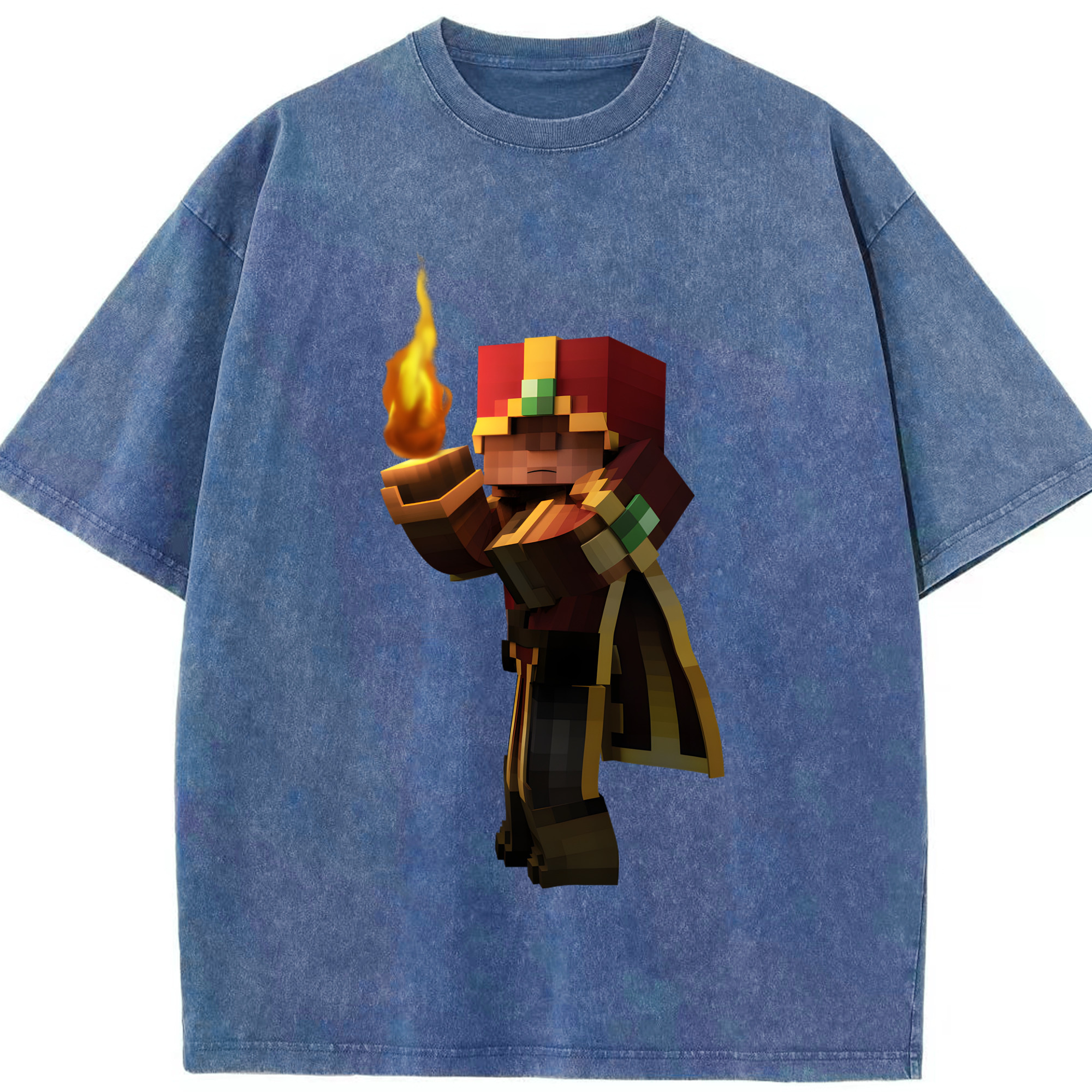 （画像用） マインクラフト ブロックの世界 Minecraft MC Block world 綿100% ヴィンテージ風 半袖Tシャツ（フロントプリント）