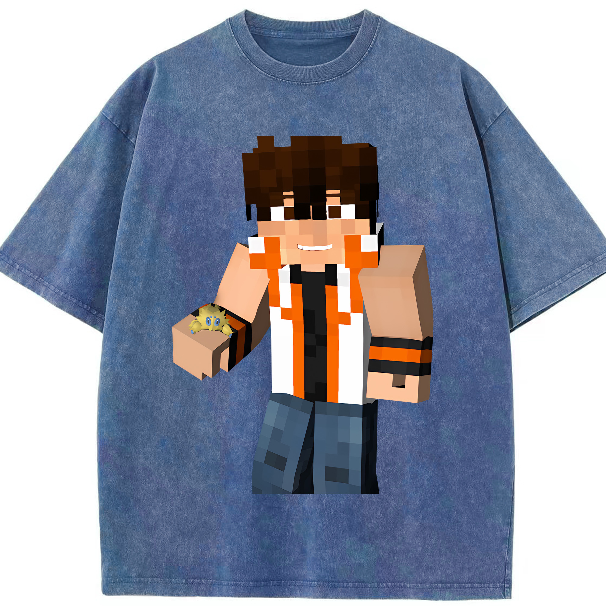 （画像用） マインクラフト ブロックの世界 Minecraft MC Block world 綿100% ヴィンテージ風 半袖Tシャツ（フロントプリント）