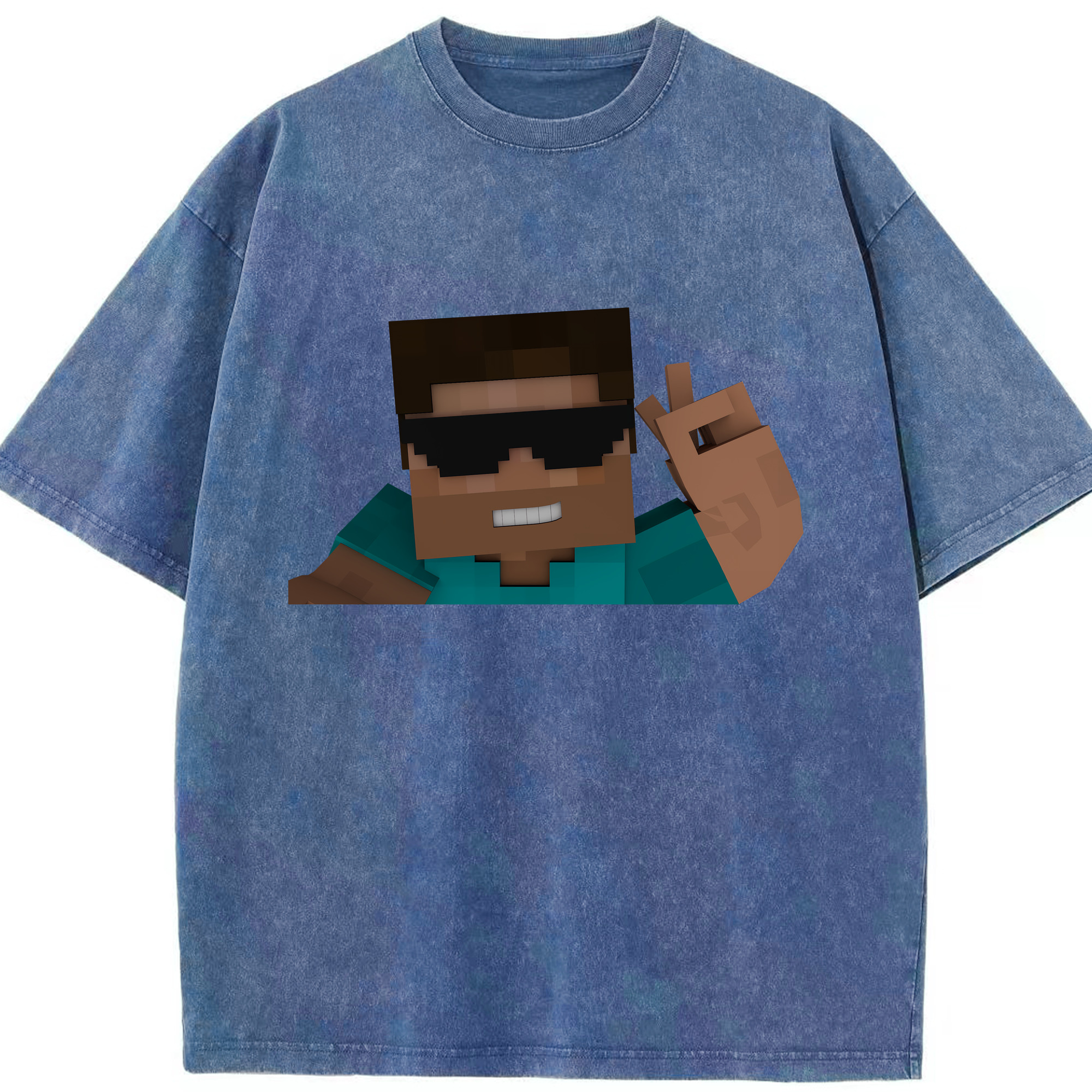 （画像用） マインクラフト ブロックの世界 Minecraft MC Block world 綿100% ヴィンテージ風 半袖Tシャツ（フロントプリント）