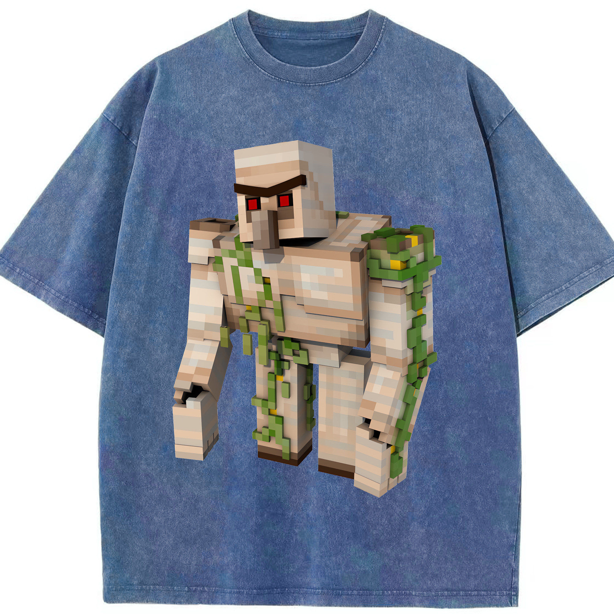 （画像用） マインクラフト ブロックの世界 Minecraft MC Block world 綿100% ヴィンテージ風 半袖Tシャツ（フロントプリント）