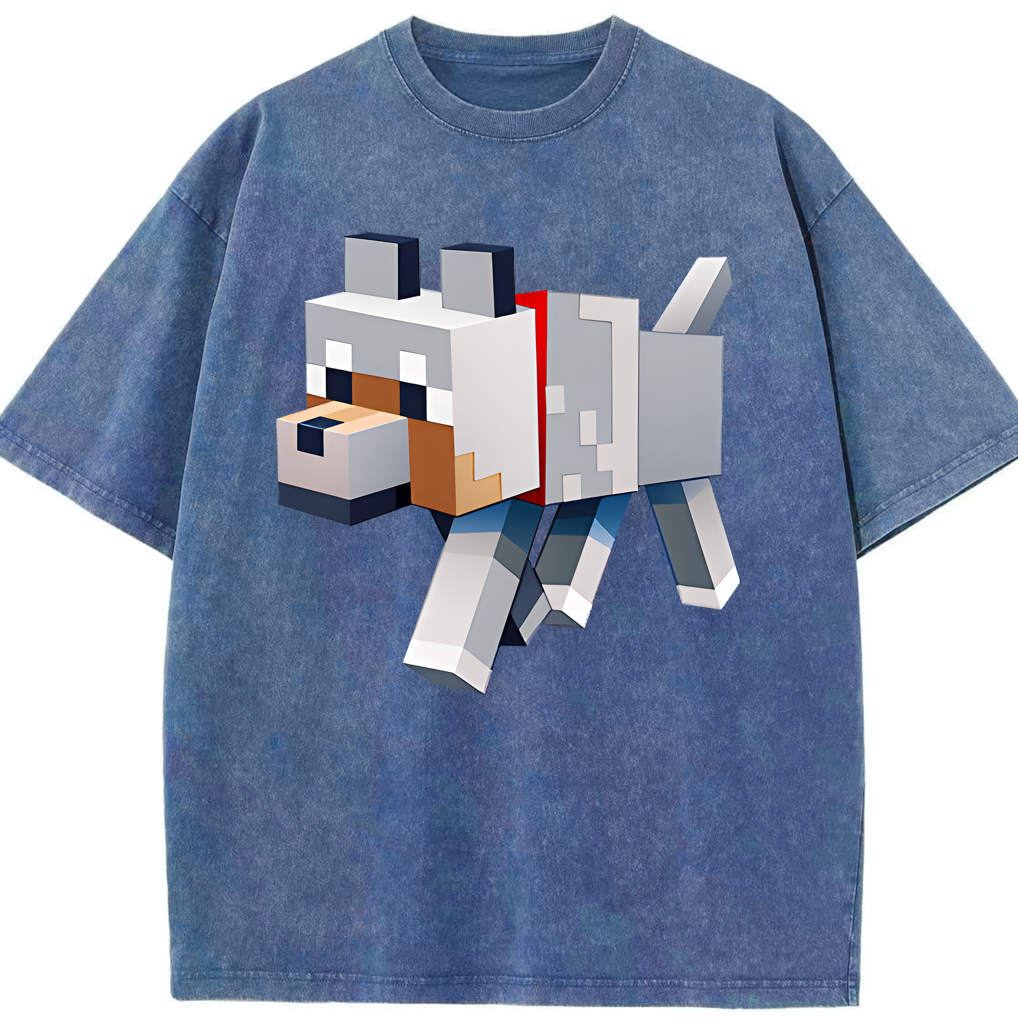 （画像用） マインクラフト ブロックの世界 Minecraft MC Block world 綿100% ヴィンテージ風 半袖Tシャツ（フロントプリント）