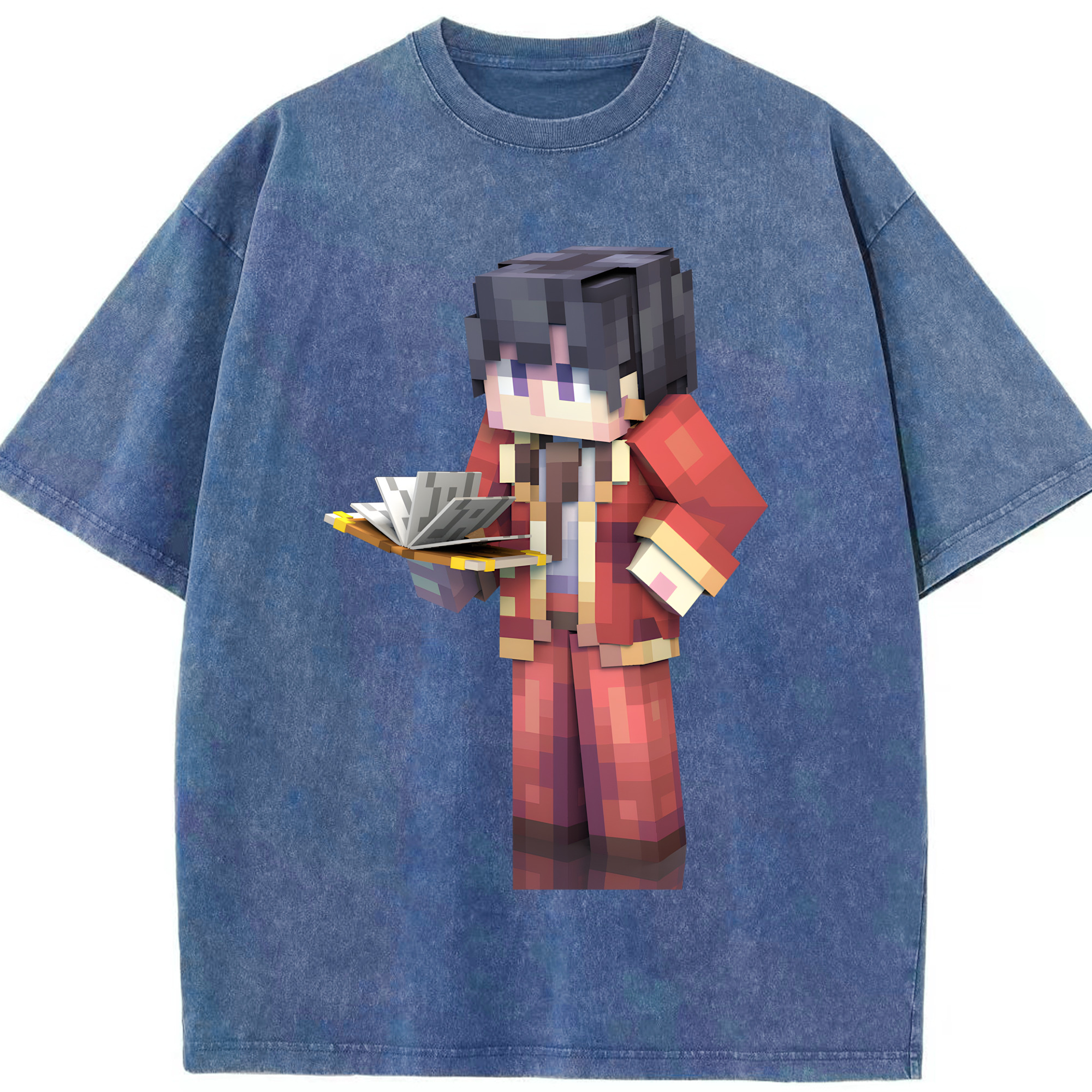 （画像用） マインクラフト ブロックの世界 Minecraft MC Block world 綿100% ヴィンテージ風 半袖Tシャツ（フロントプリント）