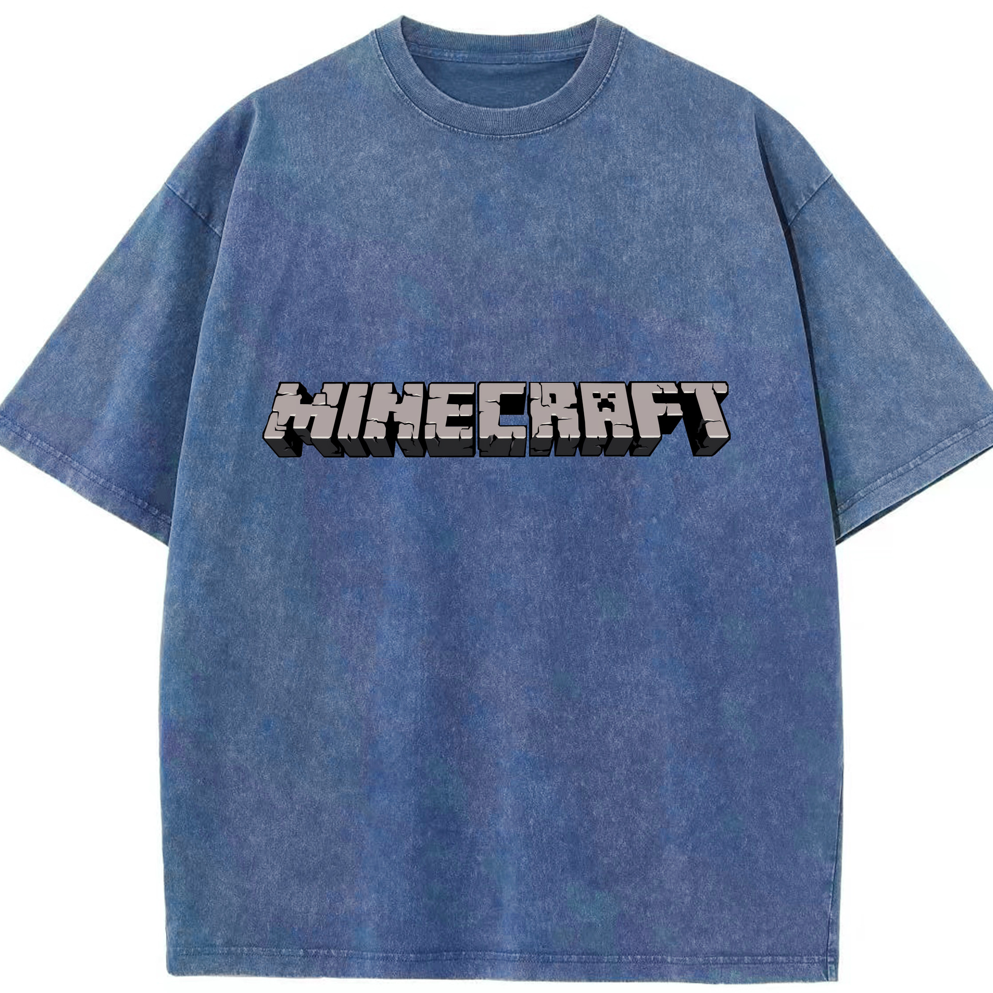 （画像用） マインクラフト ブロックの世界 Minecraft MC Block world 綿100% ヴィンテージ風 半袖Tシャツ（フロントプリント）