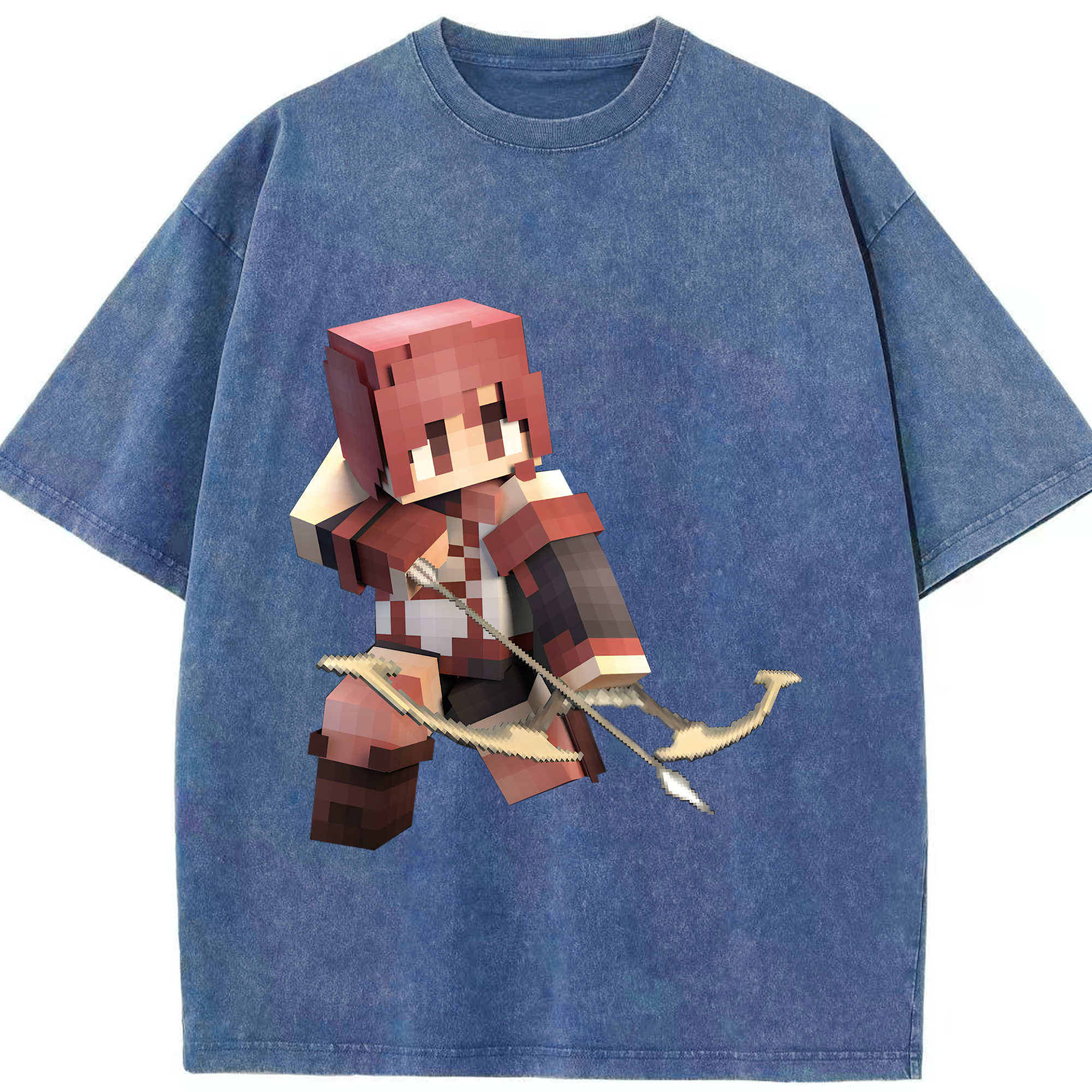 （画像用） マインクラフト ブロックの世界 Minecraft MC Block world 綿100% ヴィンテージ風 半袖Tシャツ（フロントプリント）