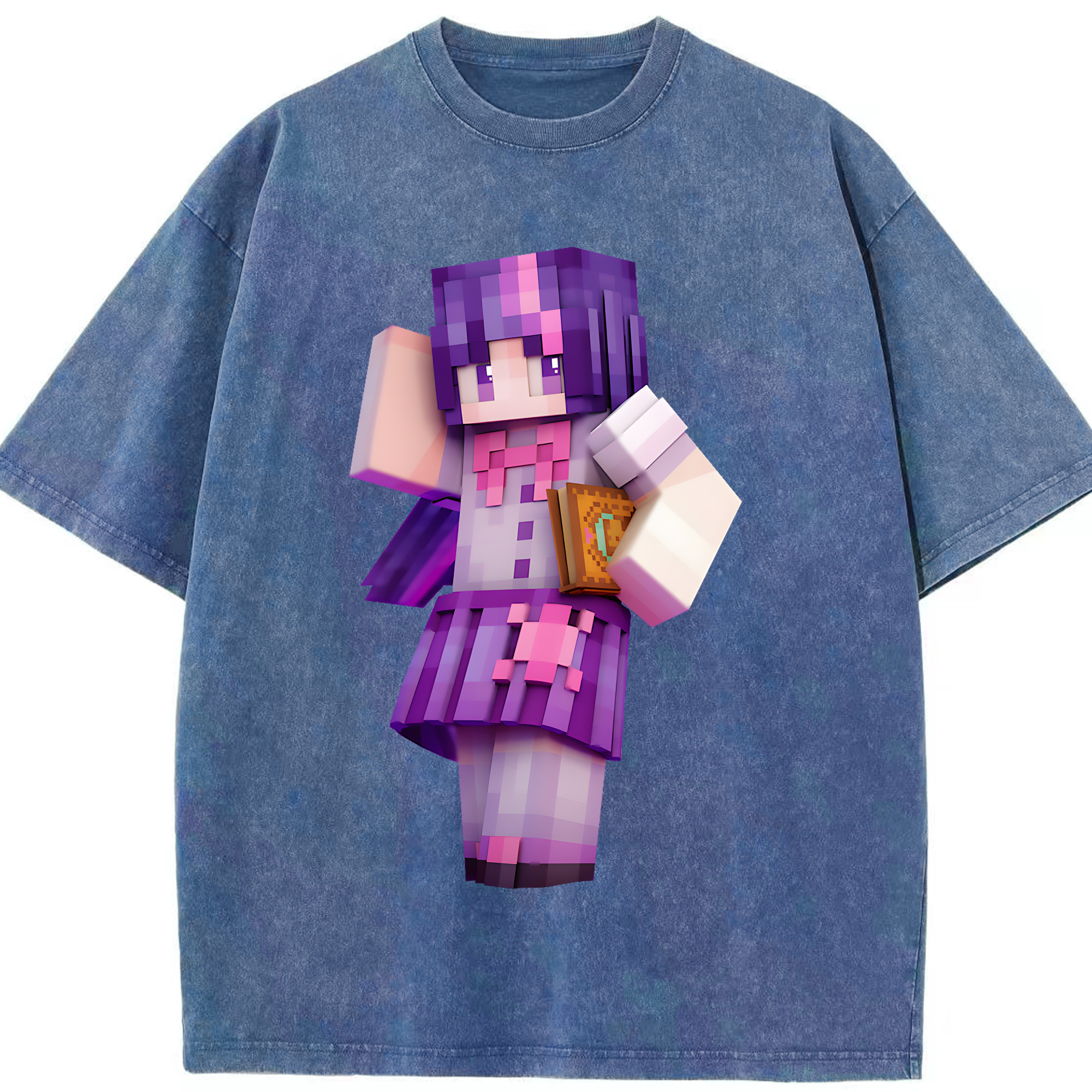 （画像用） マインクラフト ブロックの世界 Minecraft MC Block world 綿100% ヴィンテージ風 半袖Tシャツ（フロントプリント）