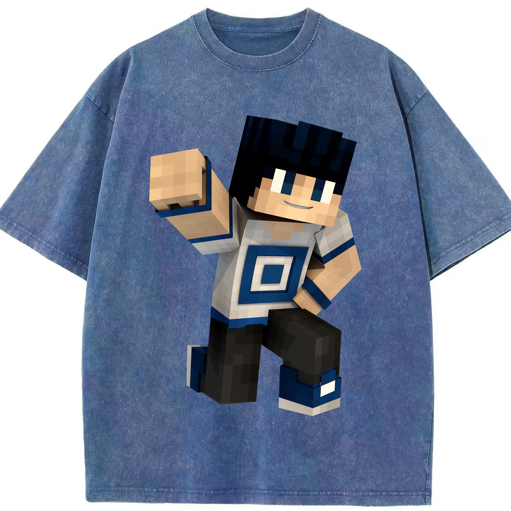 （画像用） マインクラフト ブロックの世界 Minecraft MC Block world 綿100% ヴィンテージ風 半袖Tシャツ（フロントプリント）