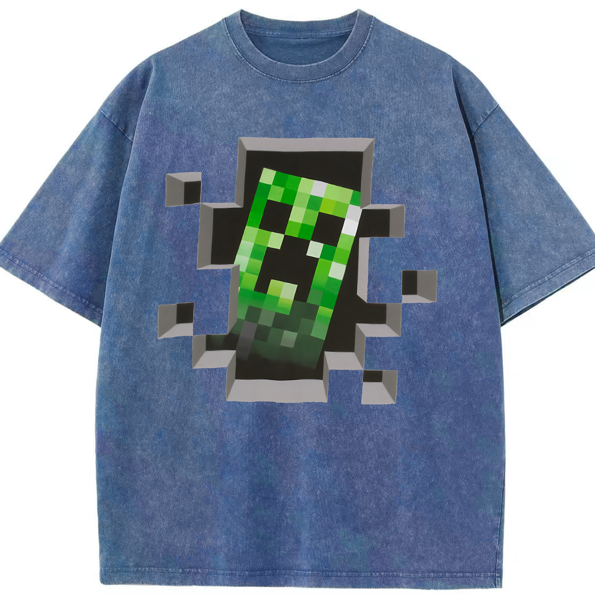 （画像用） マインクラフト ブロックの世界 Minecraft MC Block world 綿100% ヴィンテージ風 半袖Tシャツ（フロントプリント）