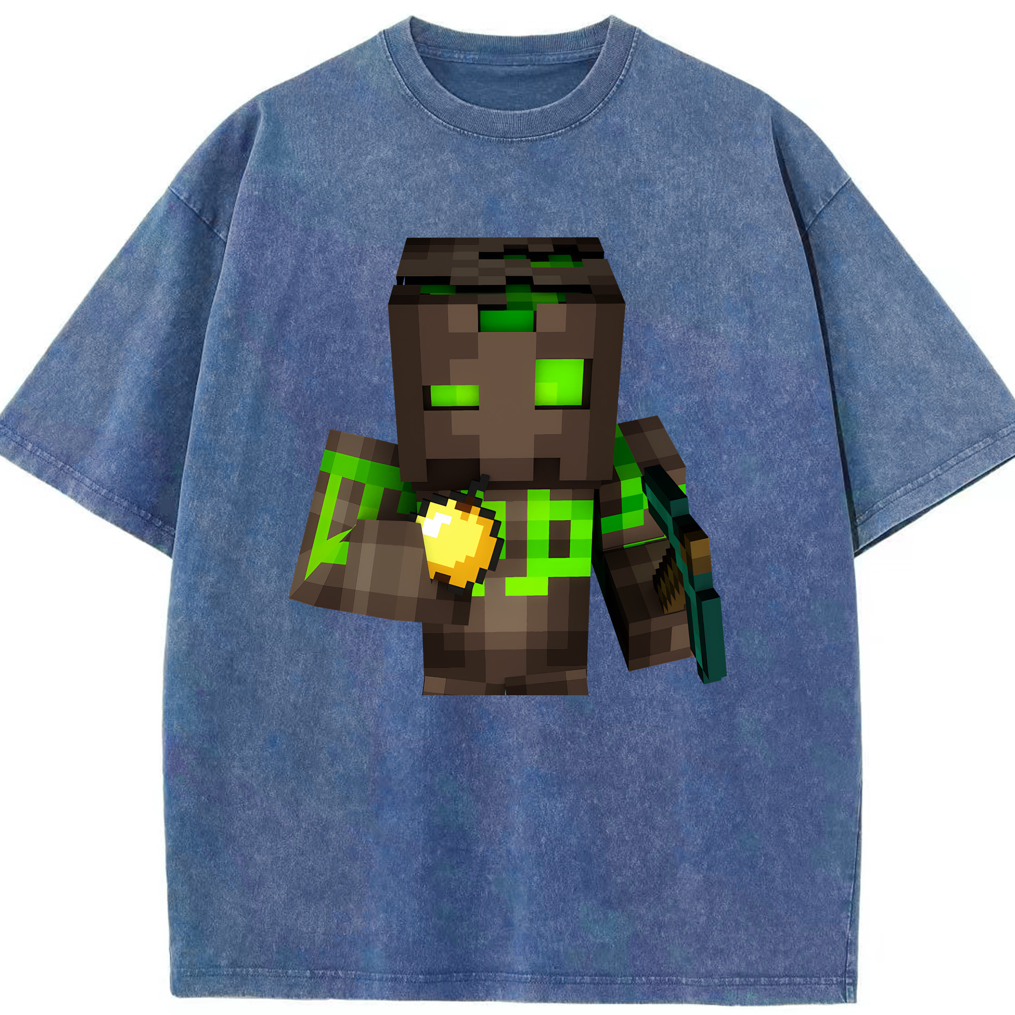 （画像用） マインクラフト ブロックの世界 Minecraft MC Block world 綿100% ヴィンテージ風 半袖Tシャツ（フロントプリント）