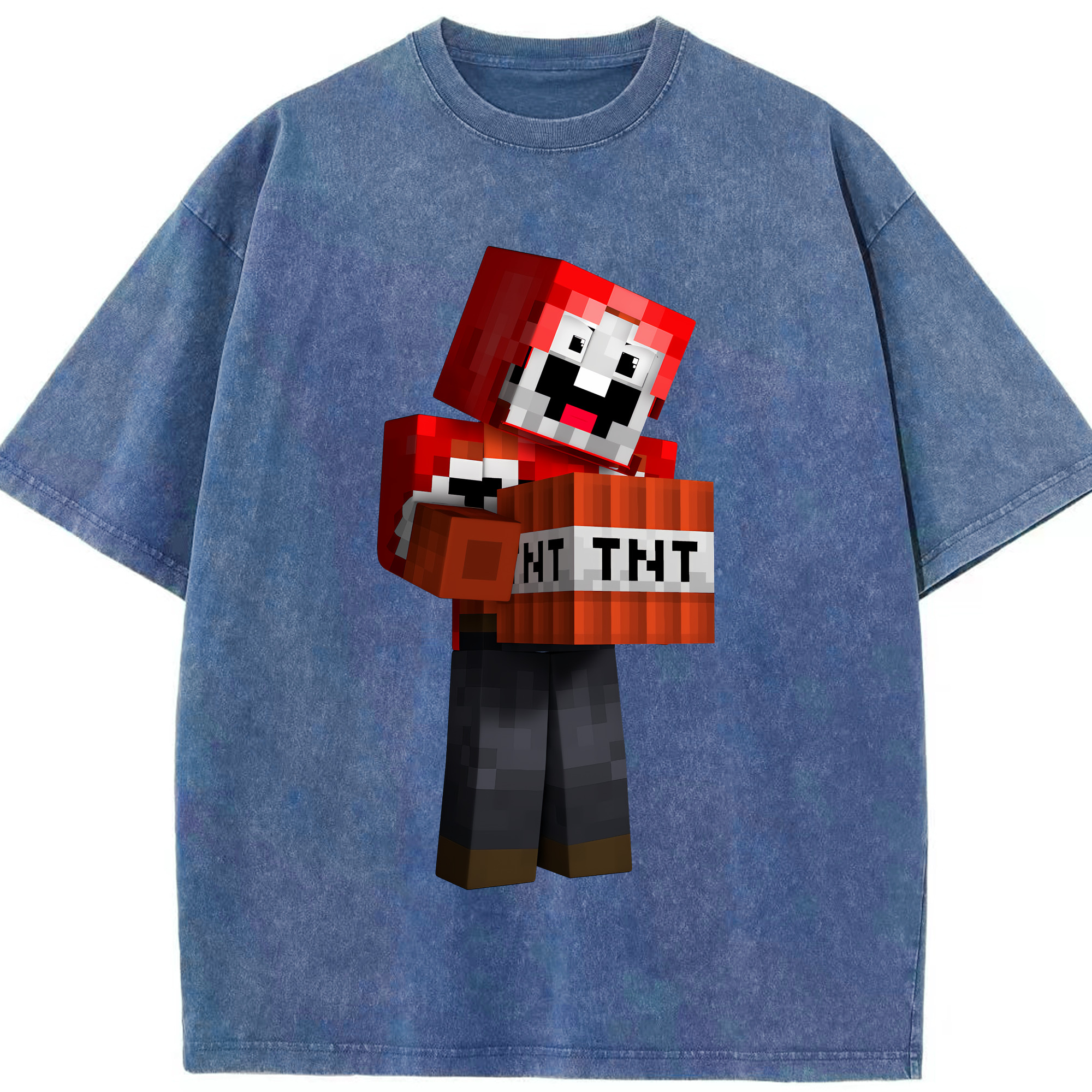 （画像用） マインクラフト ブロックの世界 Minecraft MC Block world 綿100% ヴィンテージ風 半袖Tシャツ（フロントプリント）
