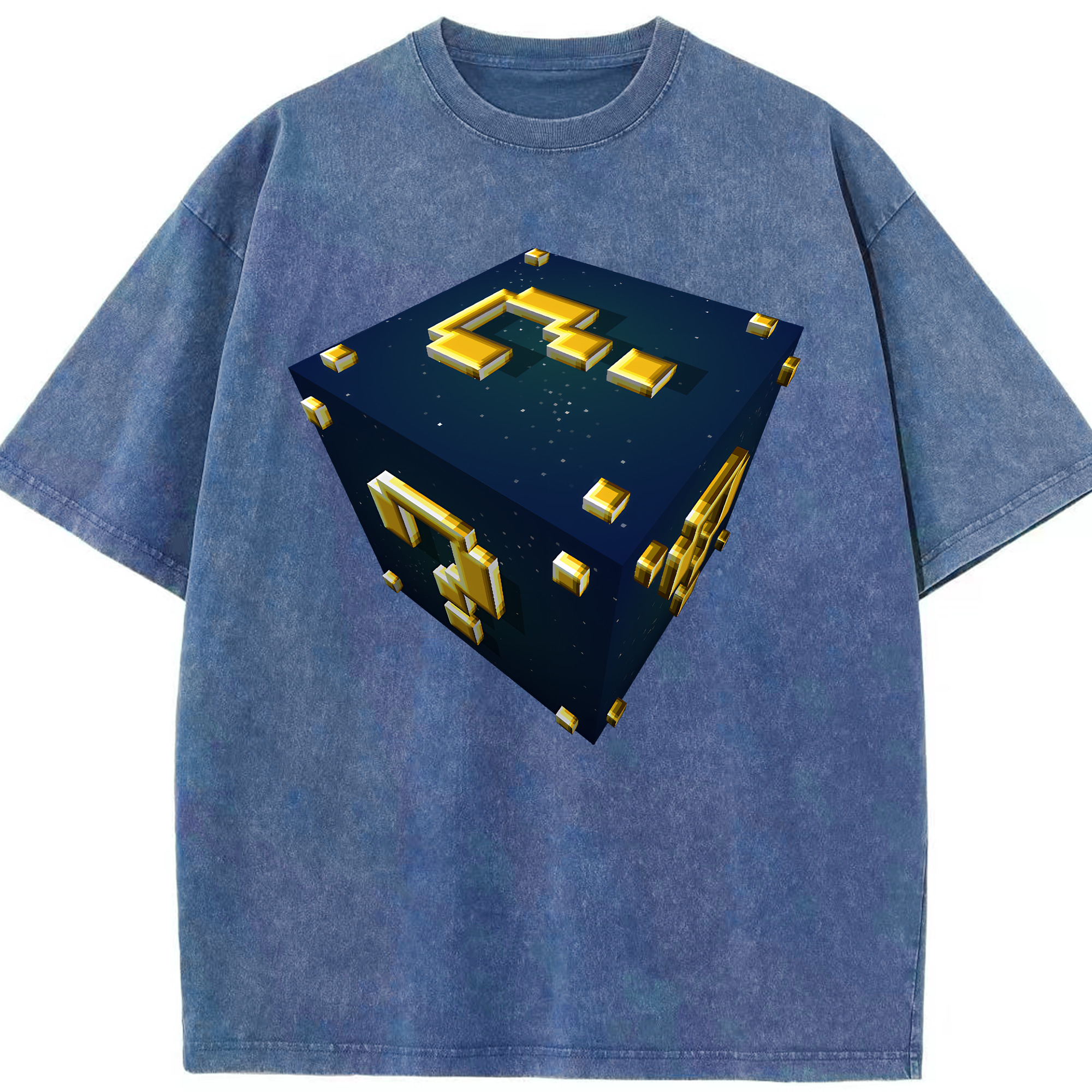 （画像用） マインクラフト ブロックの世界 Minecraft MC Block world 綿100% ヴィンテージ風 半袖Tシャツ（フロントプリント）