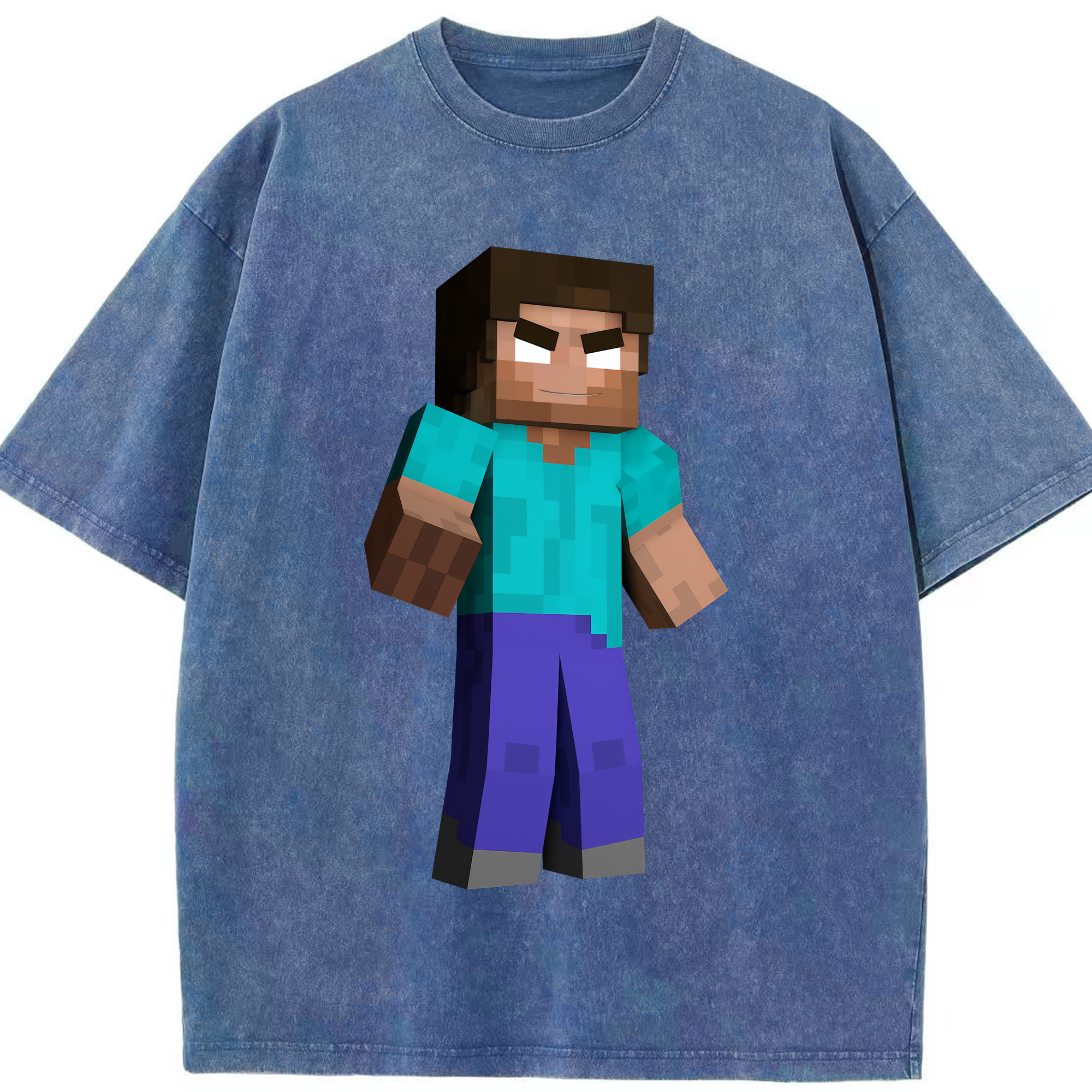 （画像用） マインクラフト ブロックの世界 Minecraft MC Block world 綿100% ヴィンテージ風 半袖Tシャツ（フロントプリント）