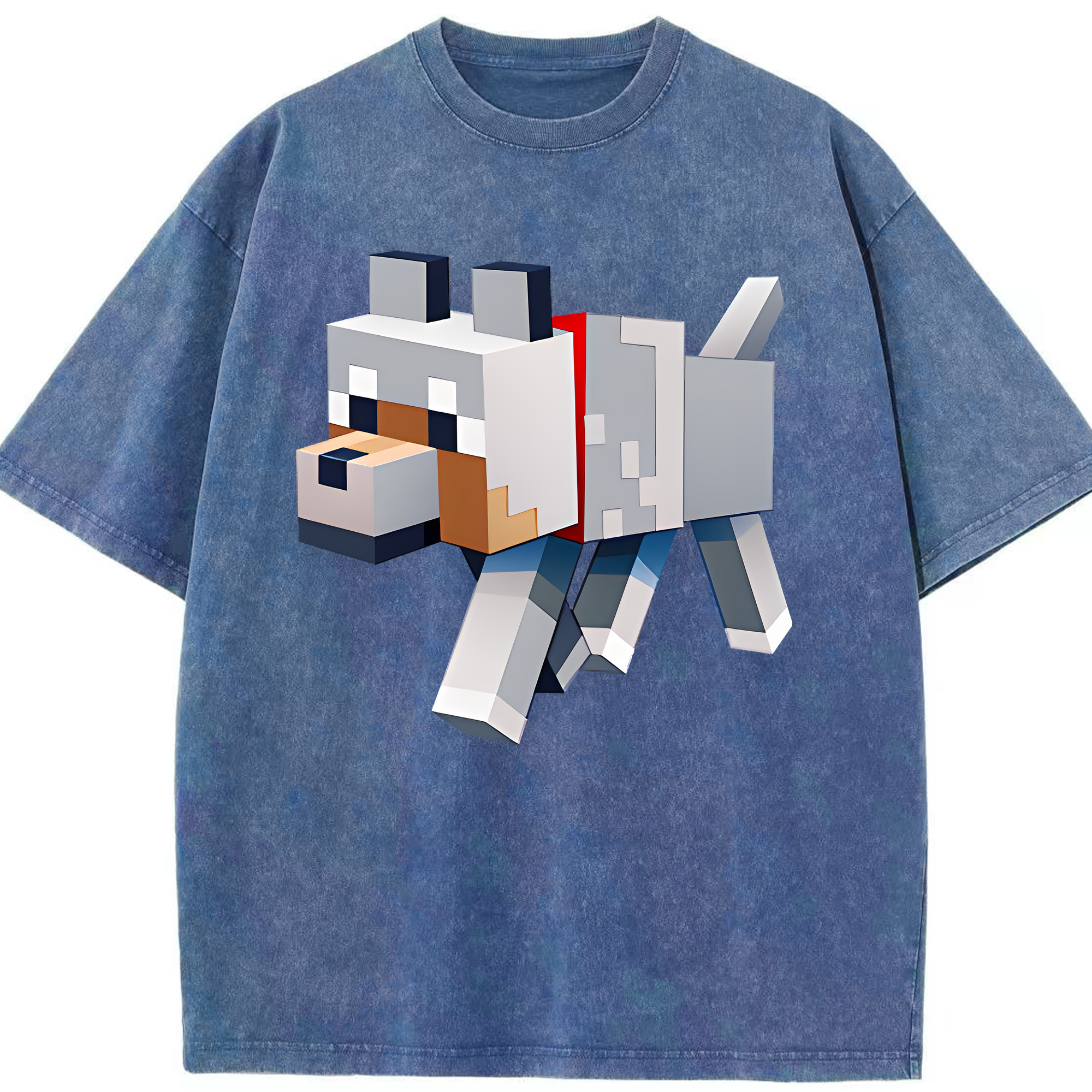 （画像用） マインクラフト ブロックの世界 Minecraft MC Block world 綿100% ヴィンテージ風 半袖Tシャツ（フロントプリント）