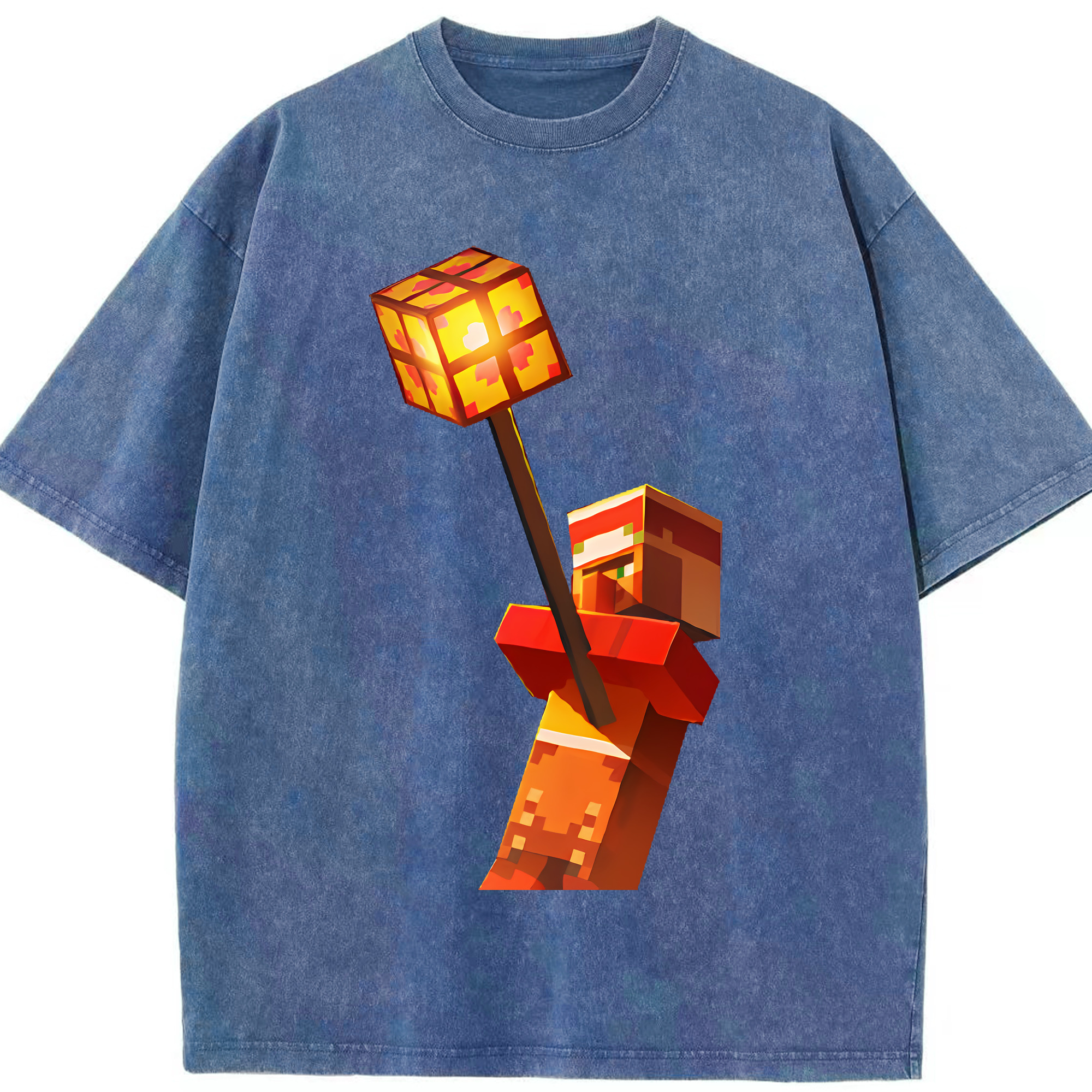 （画像用） マインクラフト ブロックの世界 Minecraft MC Block world 綿100% ヴィンテージ風 半袖Tシャツ（フロントプリント）