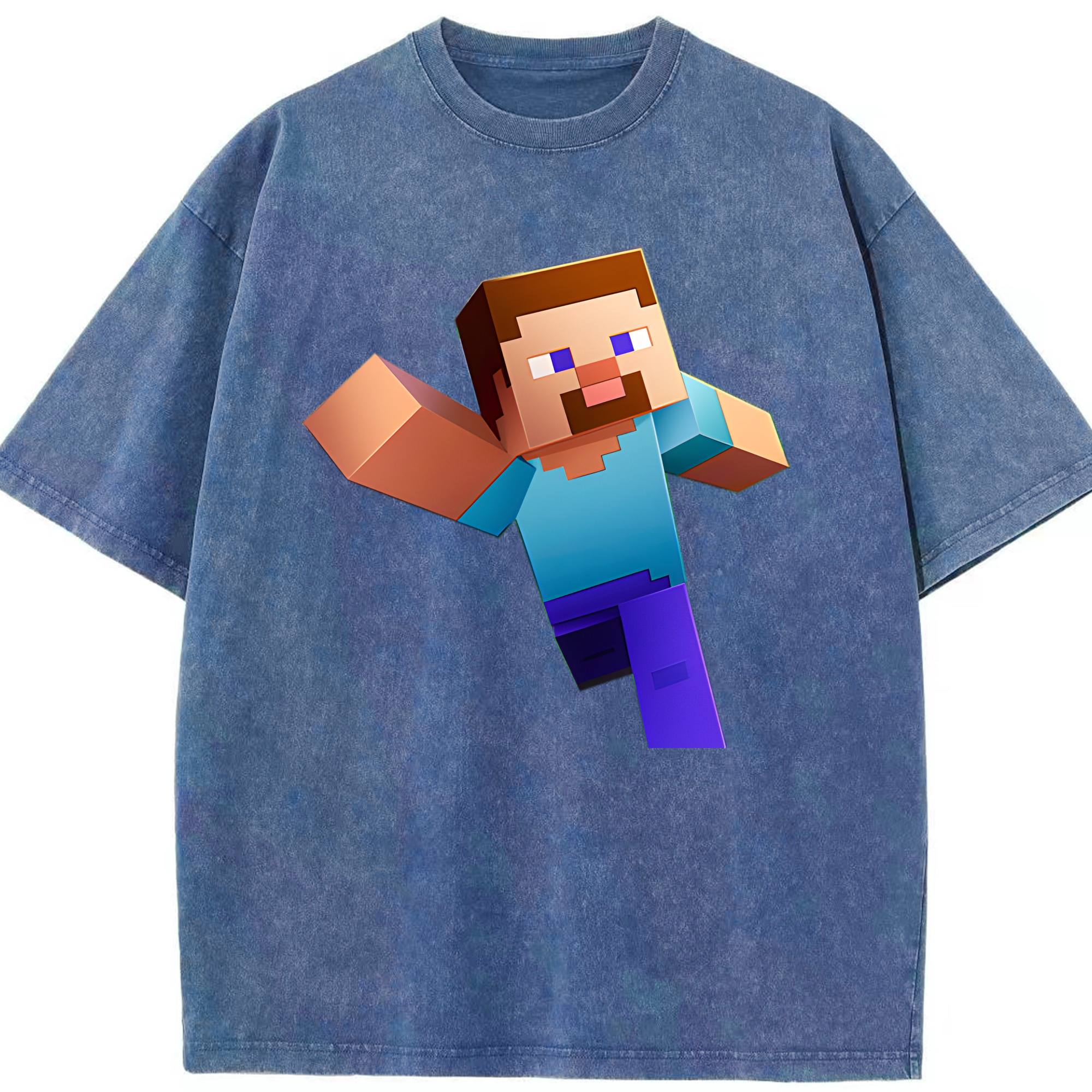 （画像用） マインクラフト ブロックの世界 Minecraft MC Block world 綿100% ヴィンテージ風 半袖Tシャツ（フロントプリント）