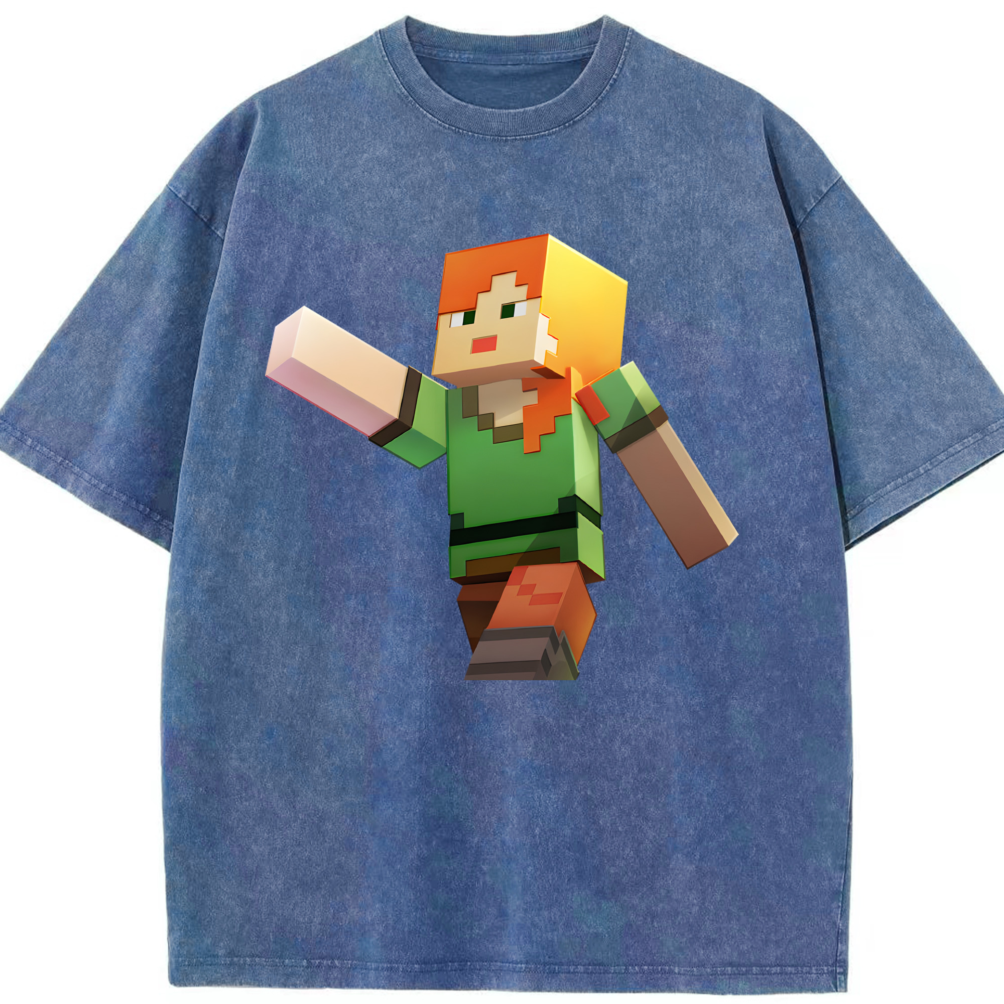 （画像用） マインクラフト ブロックの世界 Minecraft MC Block world 綿100% ヴィンテージ風 半袖Tシャツ（フロントプリント）