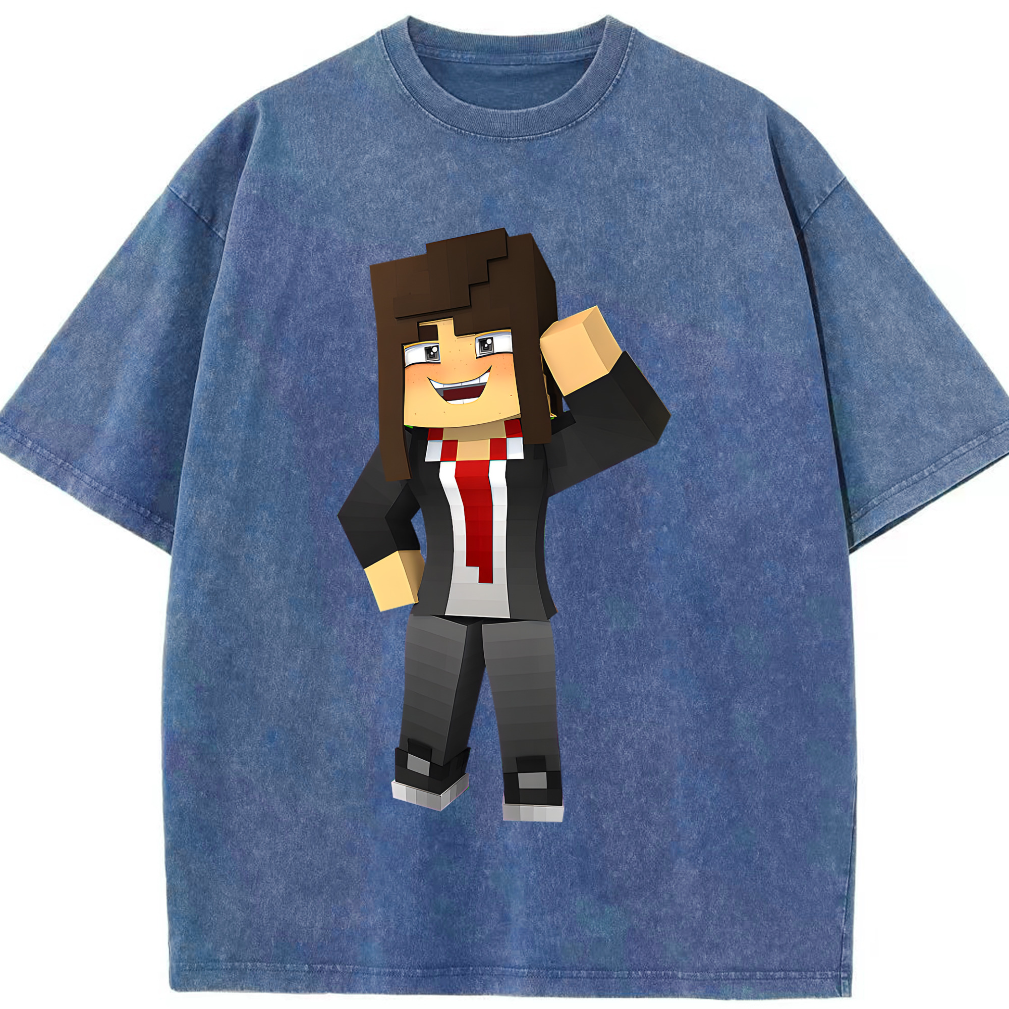 （画像用） マインクラフト ブロックの世界 Minecraft MC Block world 綿100% ヴィンテージ風 半袖Tシャツ（フロントプリント）