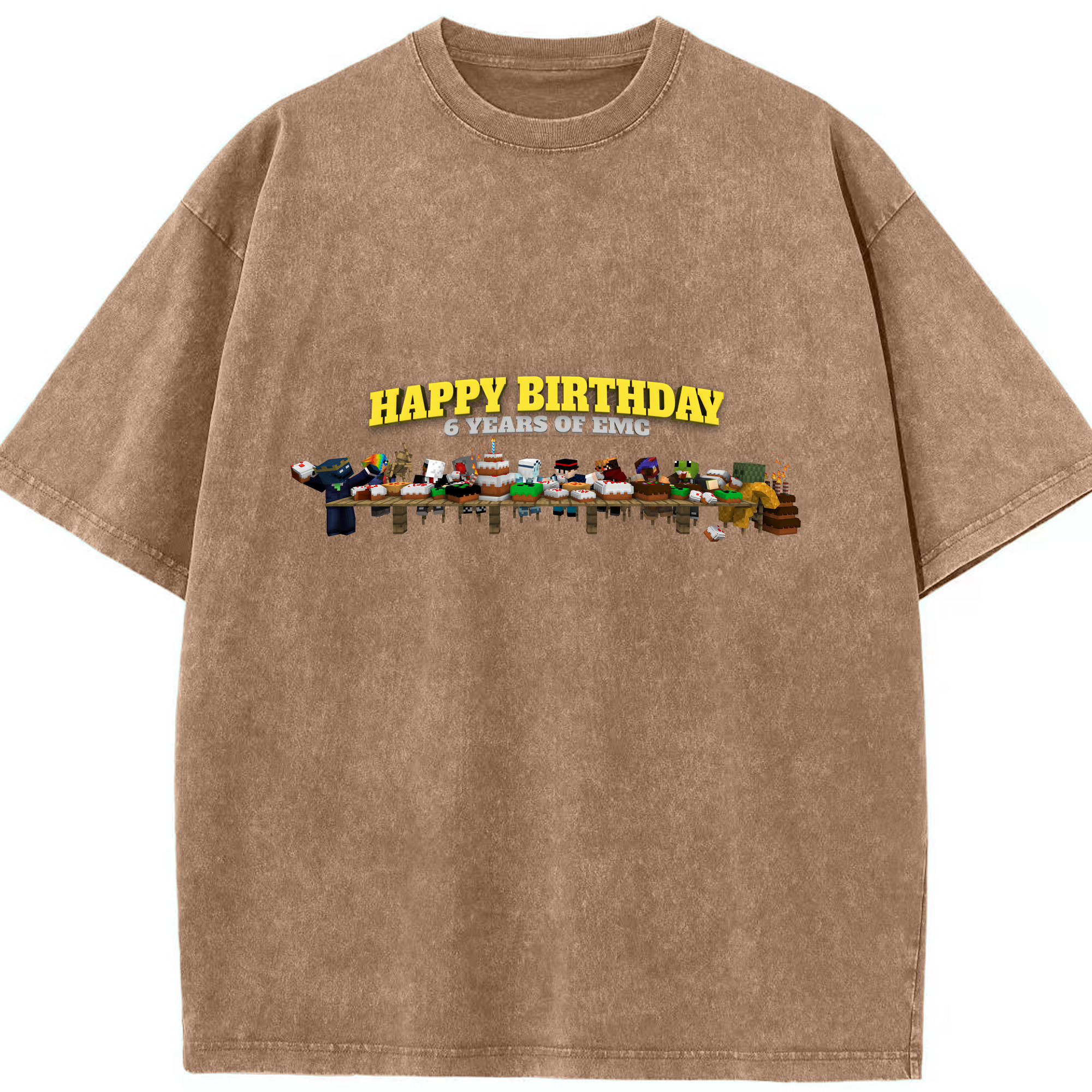 （画像用） マインクラフト ブロックの世界 Minecraft MC Block world 綿100% ヴィンテージ風 半袖Tシャツ（フロントプリント）