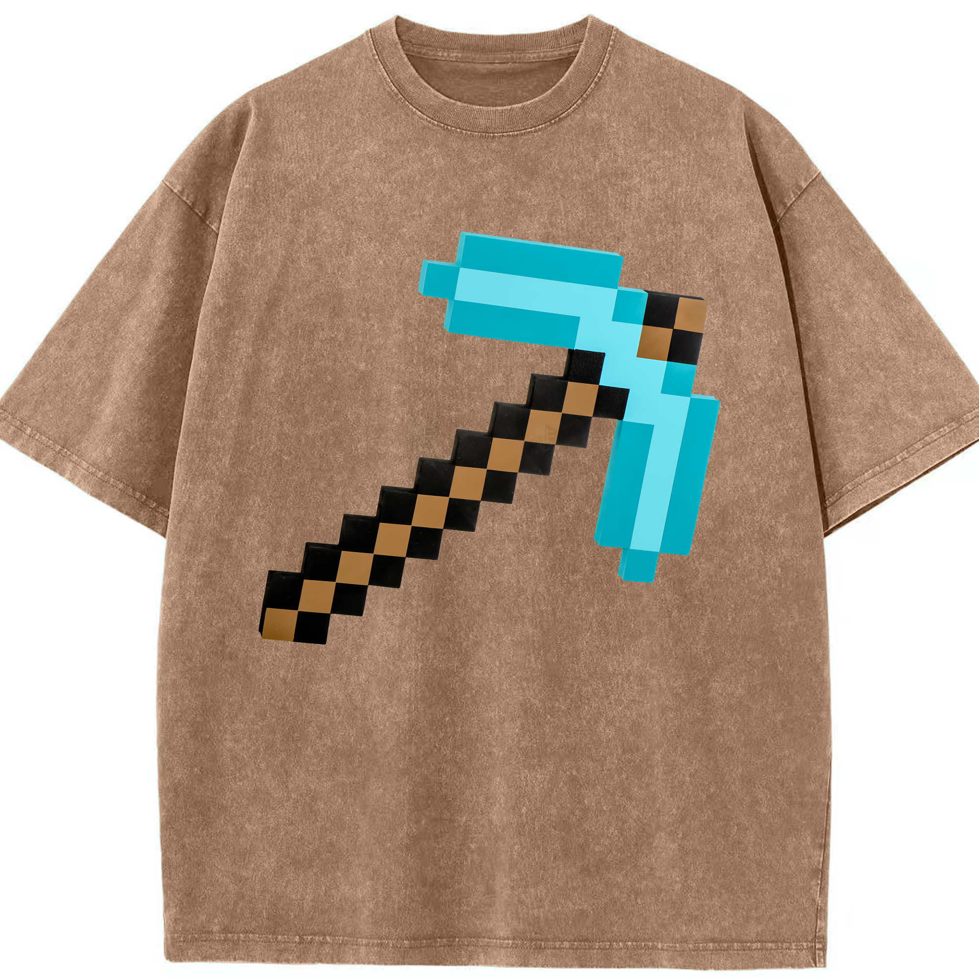 （画像用） マインクラフト ブロックの世界 Minecraft MC Block world 綿100% ヴィンテージ風 半袖Tシャツ（フロントプリント）