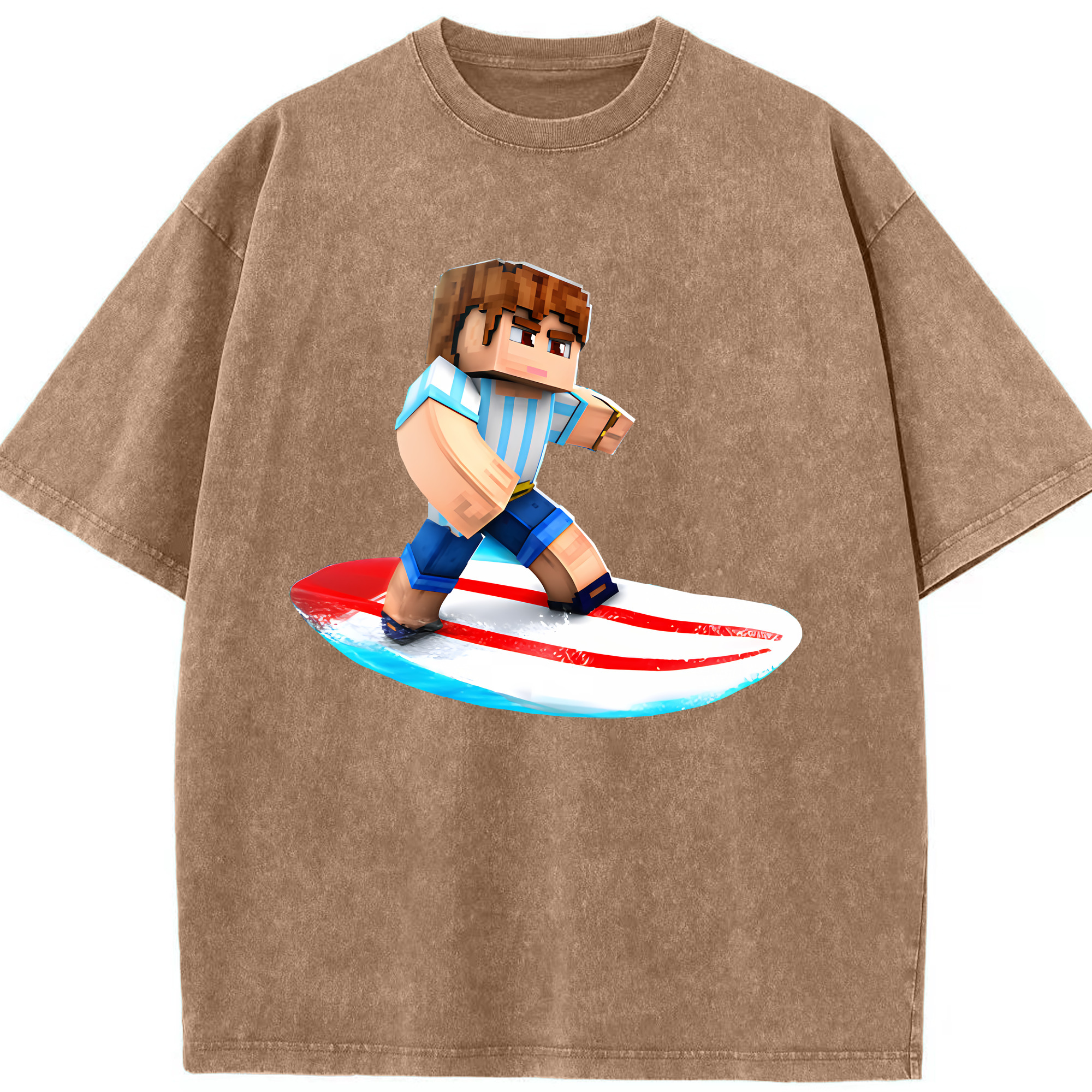 （画像用） マインクラフト ブロックの世界 Minecraft MC Block world 綿100% ヴィンテージ風 半袖Tシャツ（フロントプリント）