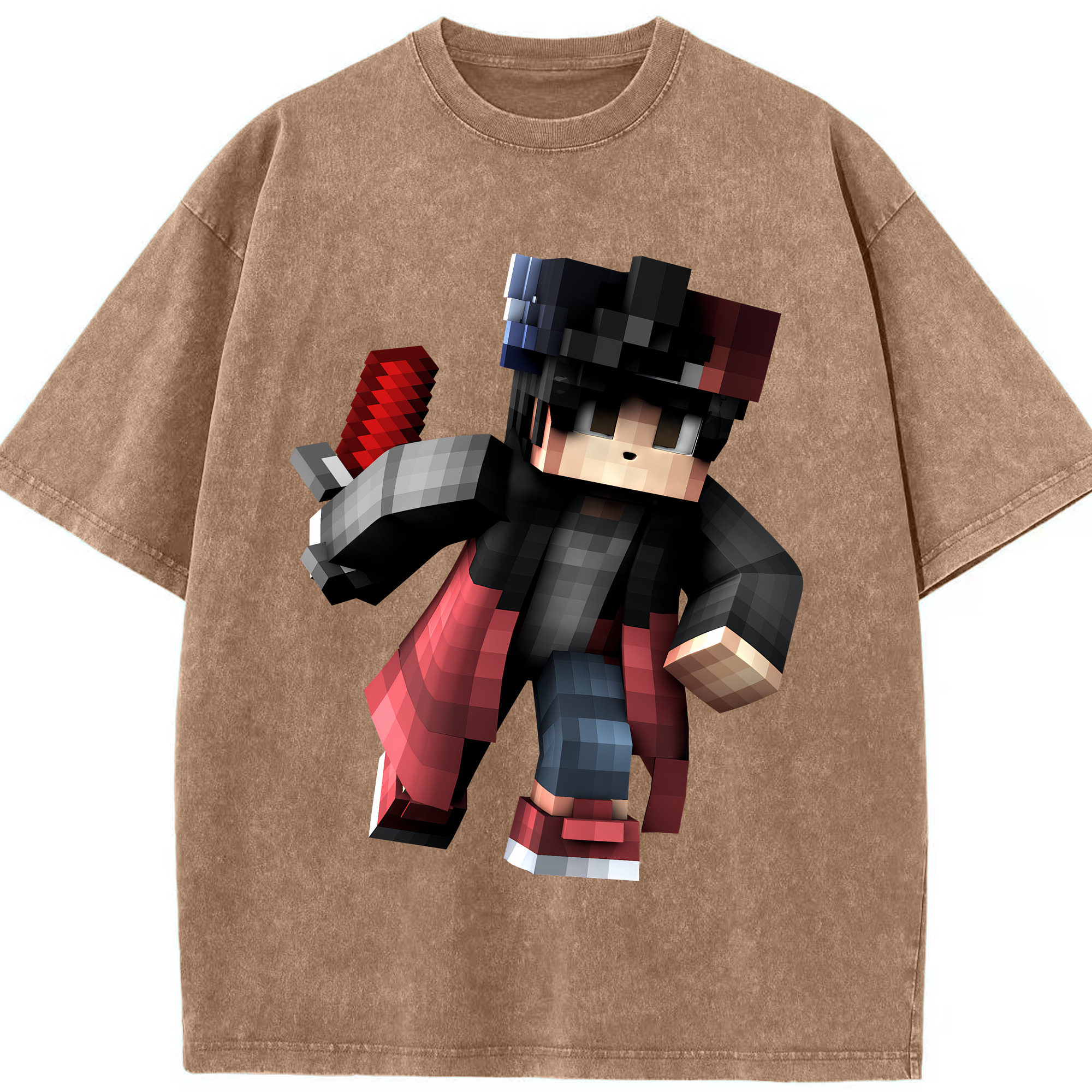 （画像用） マインクラフト ブロックの世界 Minecraft MC Block world 綿100% ヴィンテージ風 半袖Tシャツ（フロントプリント）
