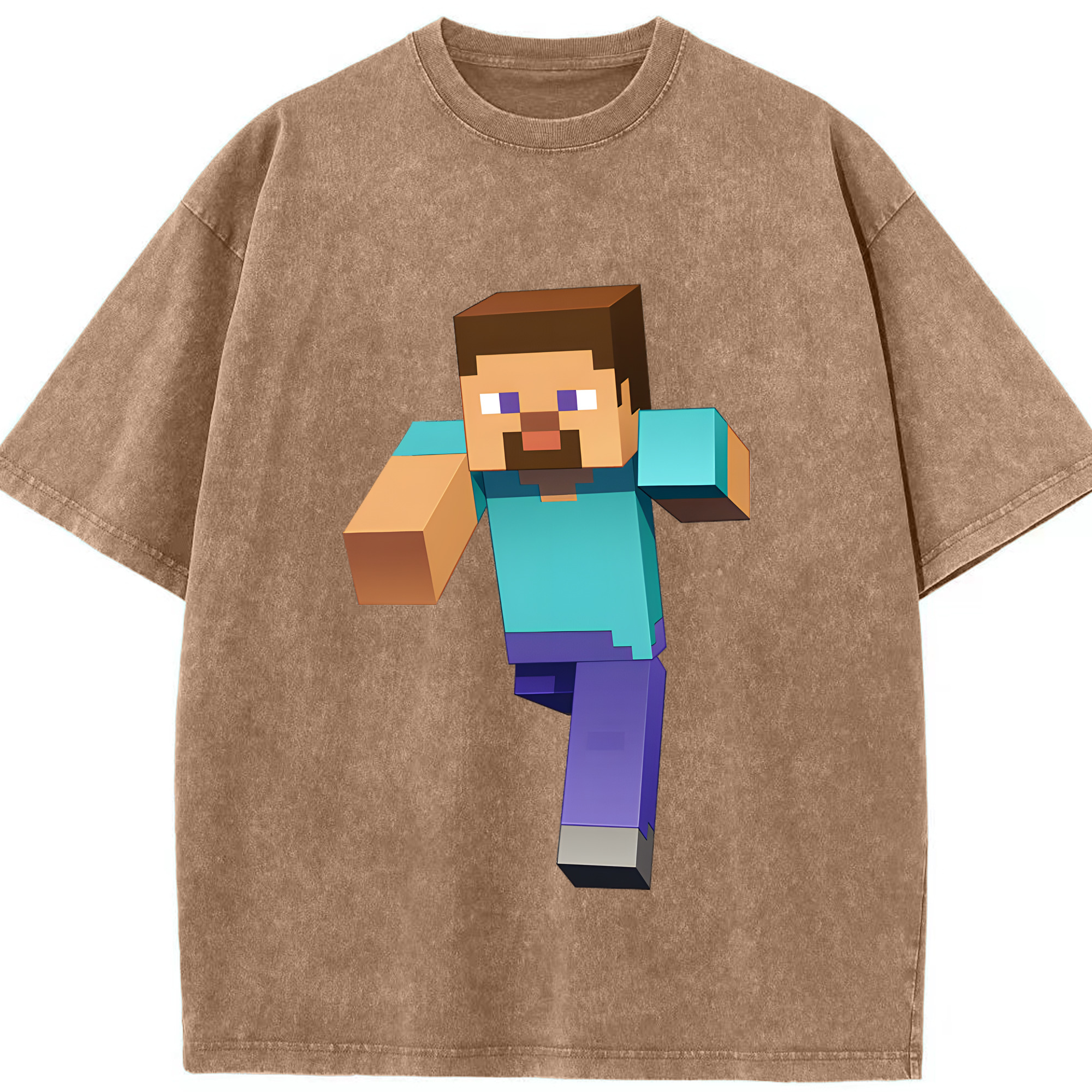 （画像用） マインクラフト ブロックの世界 Minecraft MC Block world 綿100% ヴィンテージ風 半袖Tシャツ（フロントプリント）
