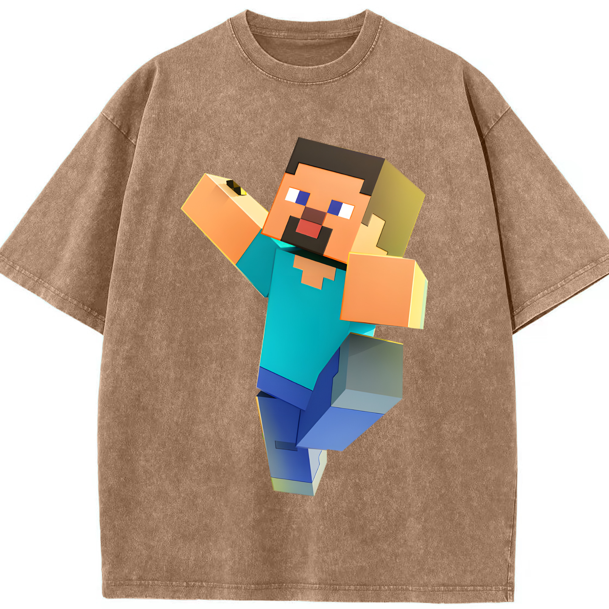（画像用） マインクラフト ブロックの世界 Minecraft MC Block world 綿100% ヴィンテージ風 半袖Tシャツ（フロントプリント）