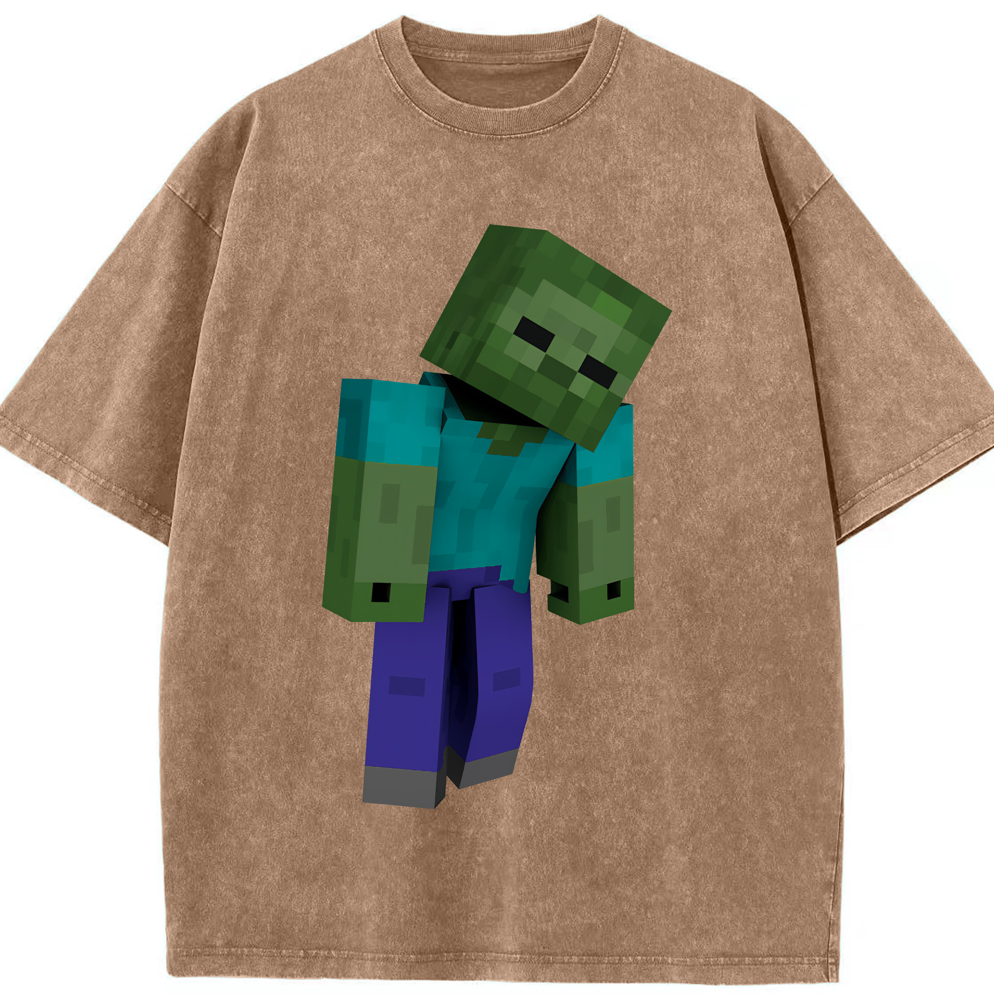 （画像用） マインクラフト ブロックの世界 Minecraft MC Block world 綿100% ヴィンテージ風 半袖Tシャツ（フロントプリント）