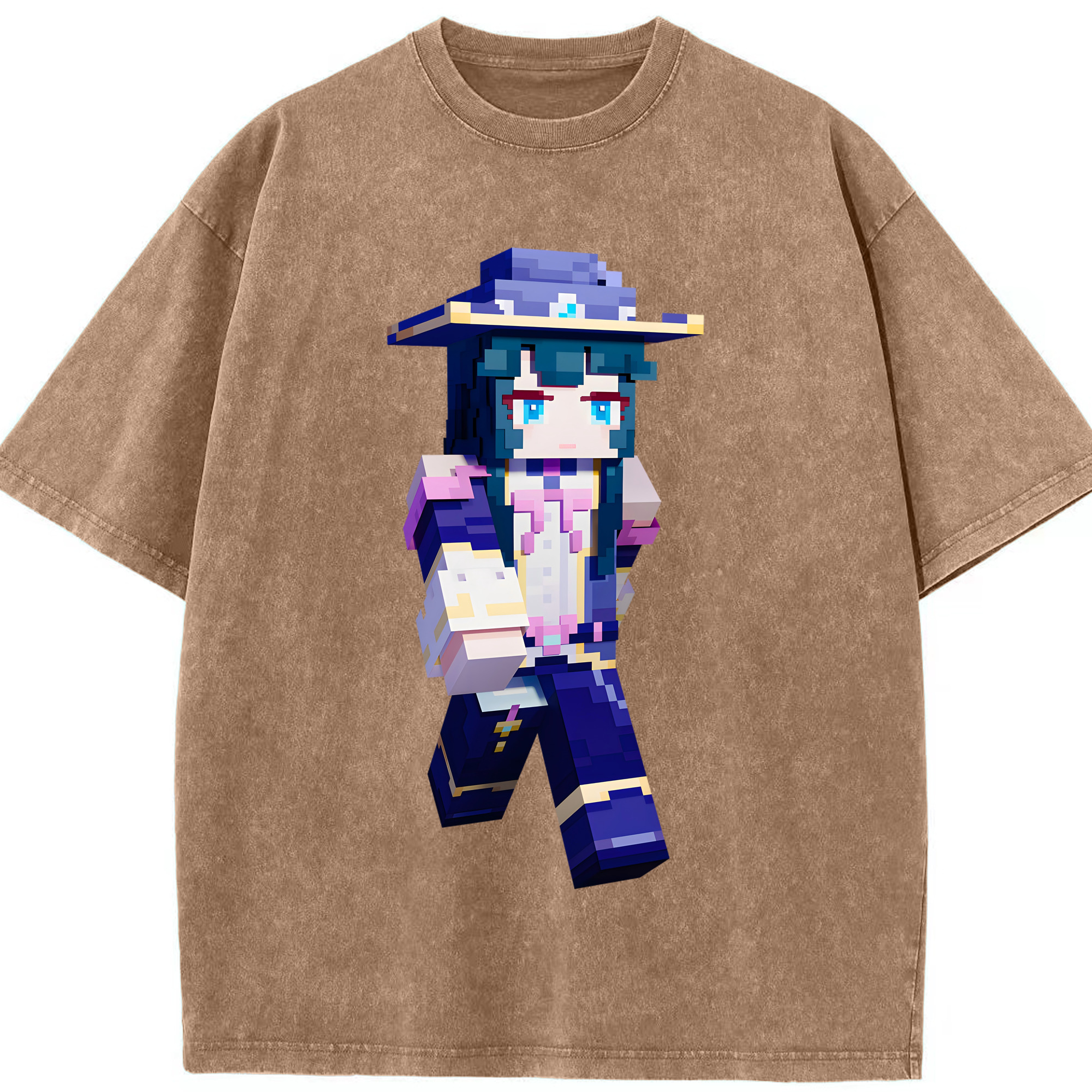 （画像用） マインクラフト ブロックの世界 Minecraft MC Block world 綿100% ヴィンテージ風 半袖Tシャツ（フロントプリント）