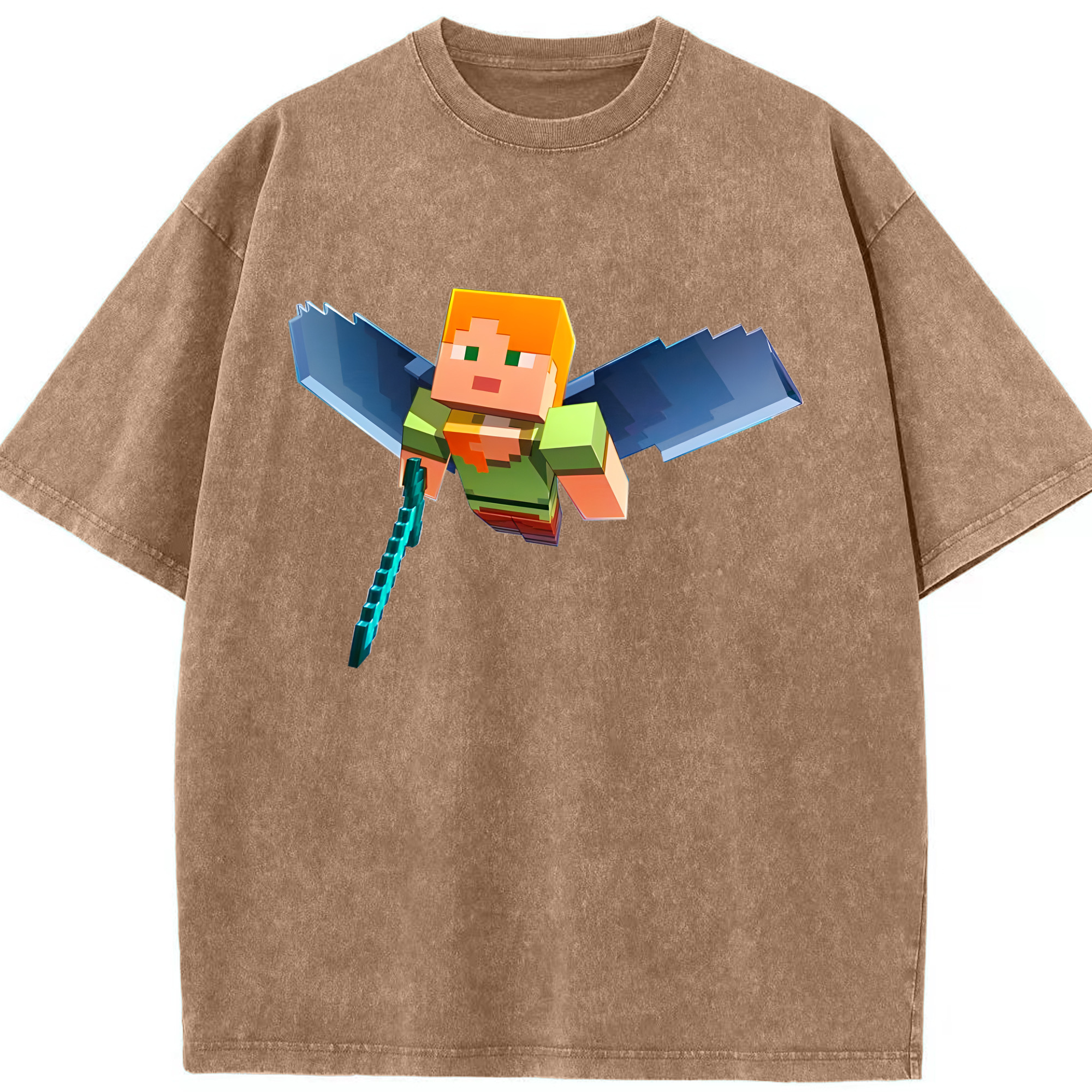 （画像用） マインクラフト ブロックの世界 Minecraft MC Block world 綿100% ヴィンテージ風 半袖Tシャツ（フロントプリント）