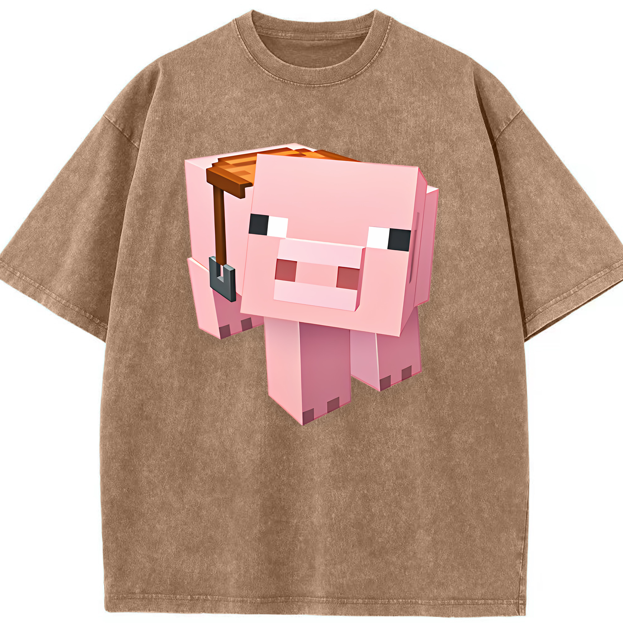 （画像用） マインクラフト ブロックの世界 Minecraft MC Block world 綿100% ヴィンテージ風 半袖Tシャツ（フロントプリント）