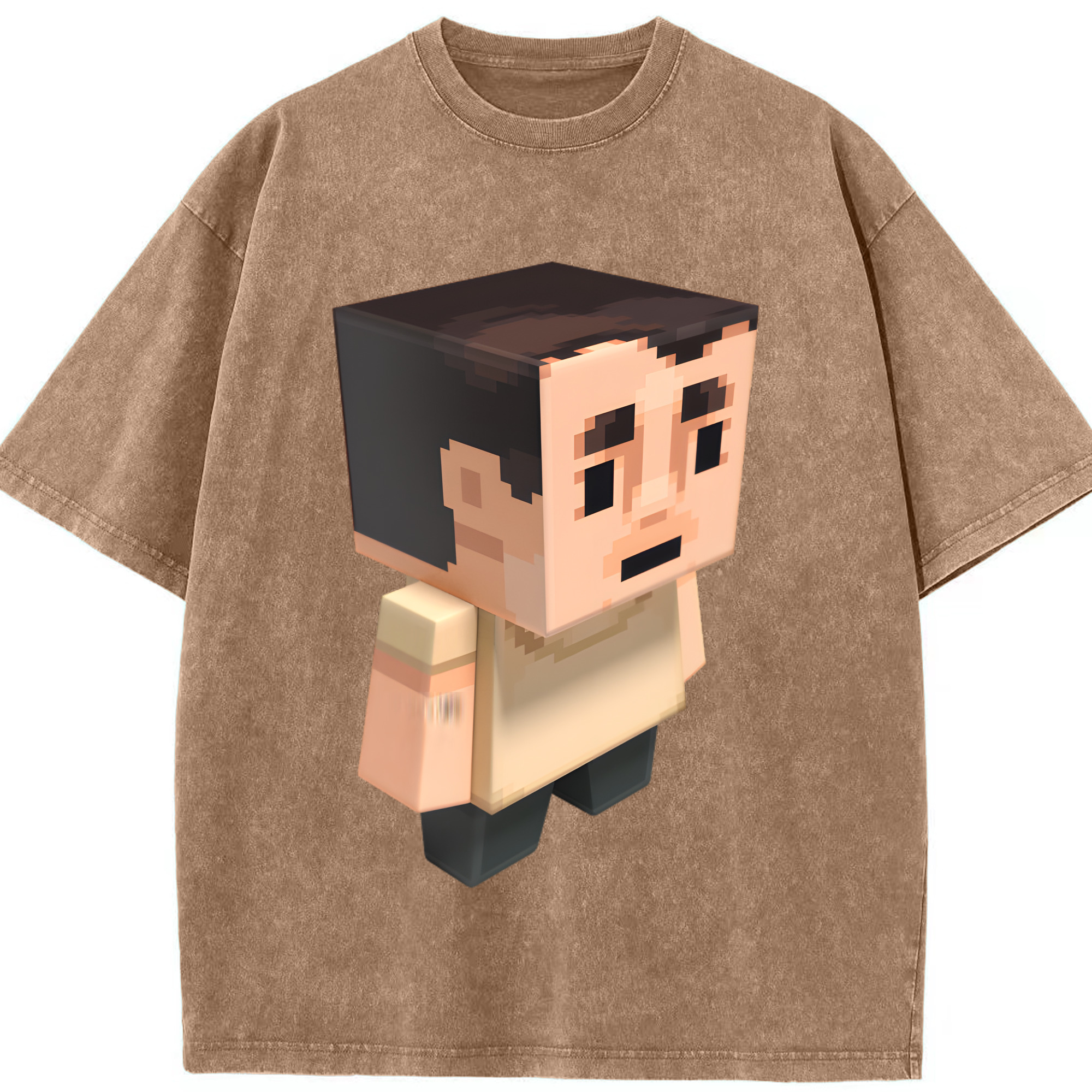 （画像用） マインクラフト ブロックの世界 Minecraft MC Block world 綿100% ヴィンテージ風 半袖Tシャツ（フロントプリント）