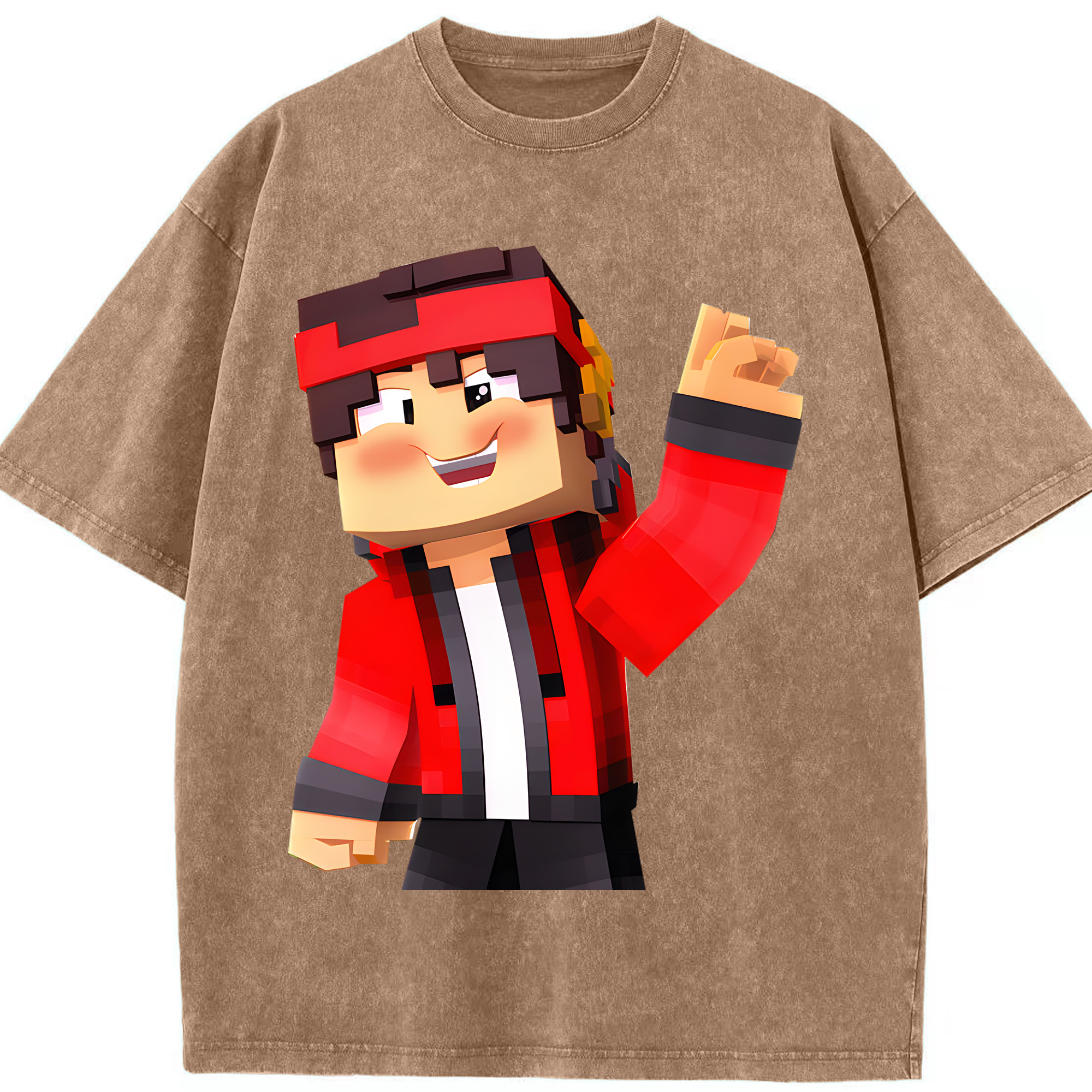 （画像用） マインクラフト ブロックの世界 Minecraft MC Block world 綿100% ヴィンテージ風 半袖Tシャツ（フロントプリント）