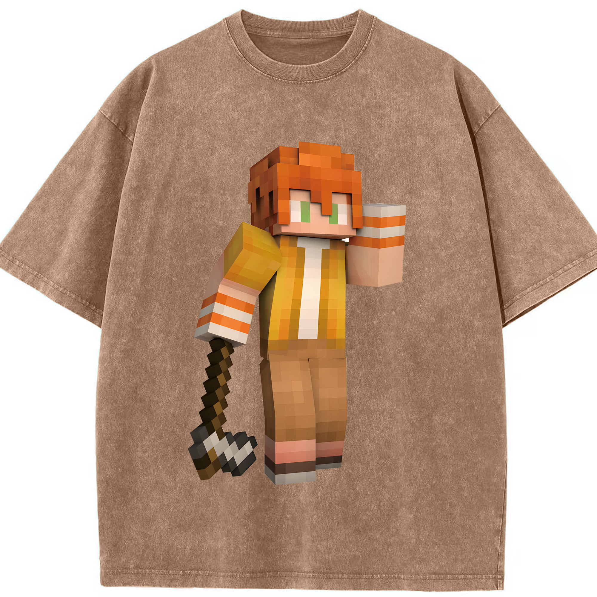 （画像用） マインクラフト ブロックの世界 Minecraft MC Block world 綿100% ヴィンテージ風 半袖Tシャツ（フロントプリント）