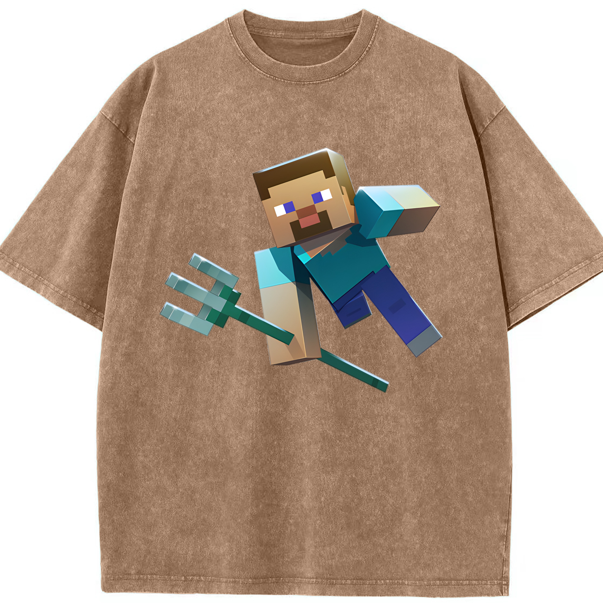 （画像用） マインクラフト ブロックの世界 Minecraft MC Block world 綿100% ヴィンテージ風 半袖Tシャツ（フロントプリント）