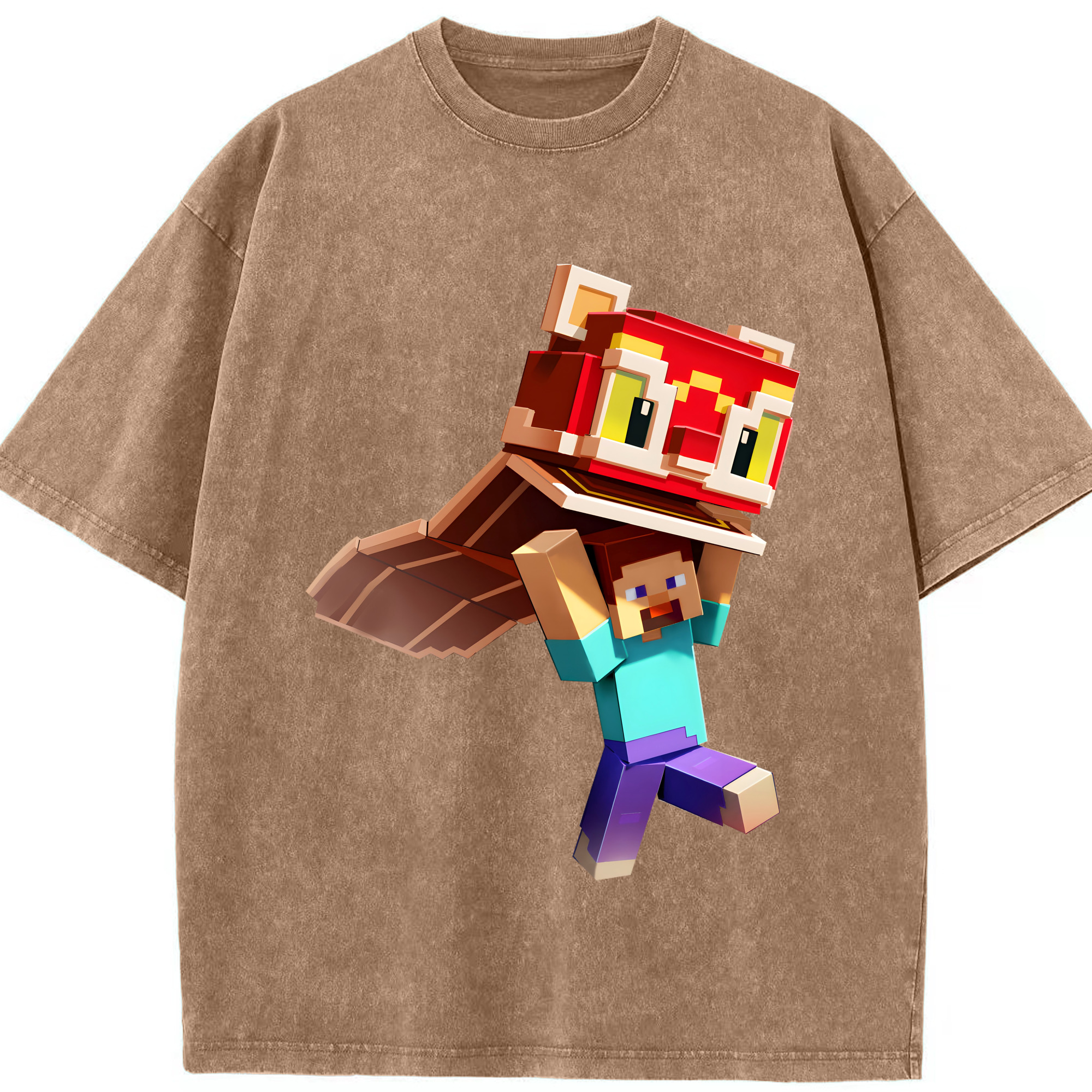 （画像用） マインクラフト ブロックの世界 Minecraft MC Block world 綿100% ヴィンテージ風 半袖Tシャツ（フロントプリント）