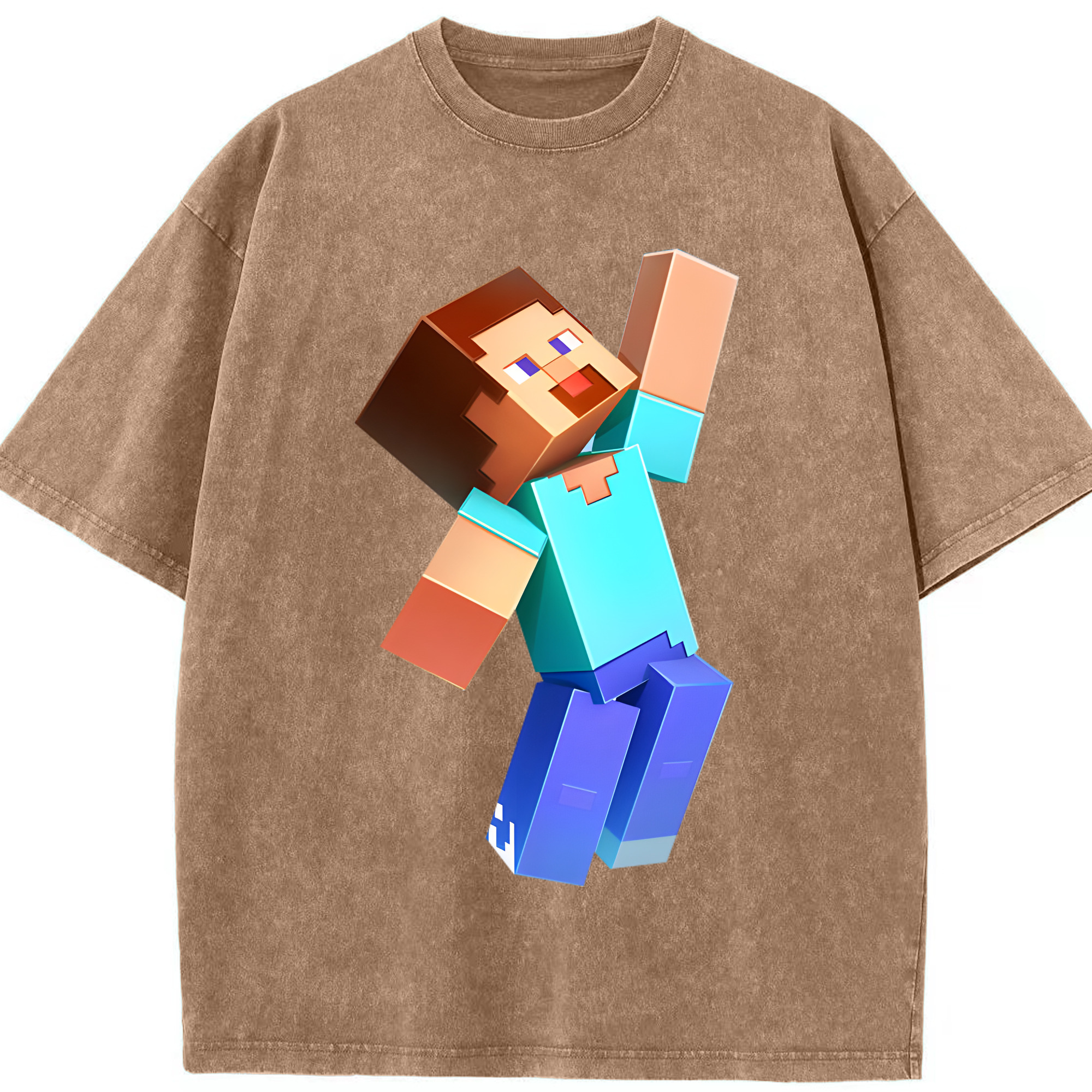 （画像用） マインクラフト ブロックの世界 Minecraft MC Block world 綿100% ヴィンテージ風 半袖Tシャツ（フロントプリント）