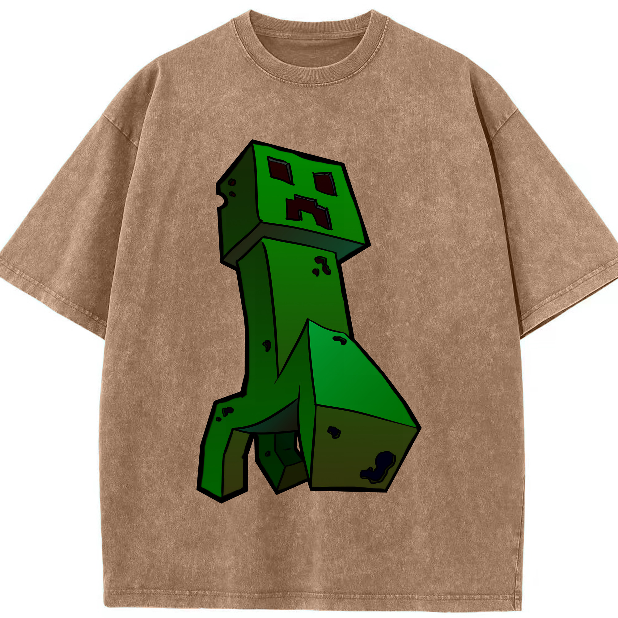 （画像用） マインクラフト ブロックの世界 Minecraft MC Block world 綿100% ヴィンテージ風 半袖Tシャツ（フロントプリント）