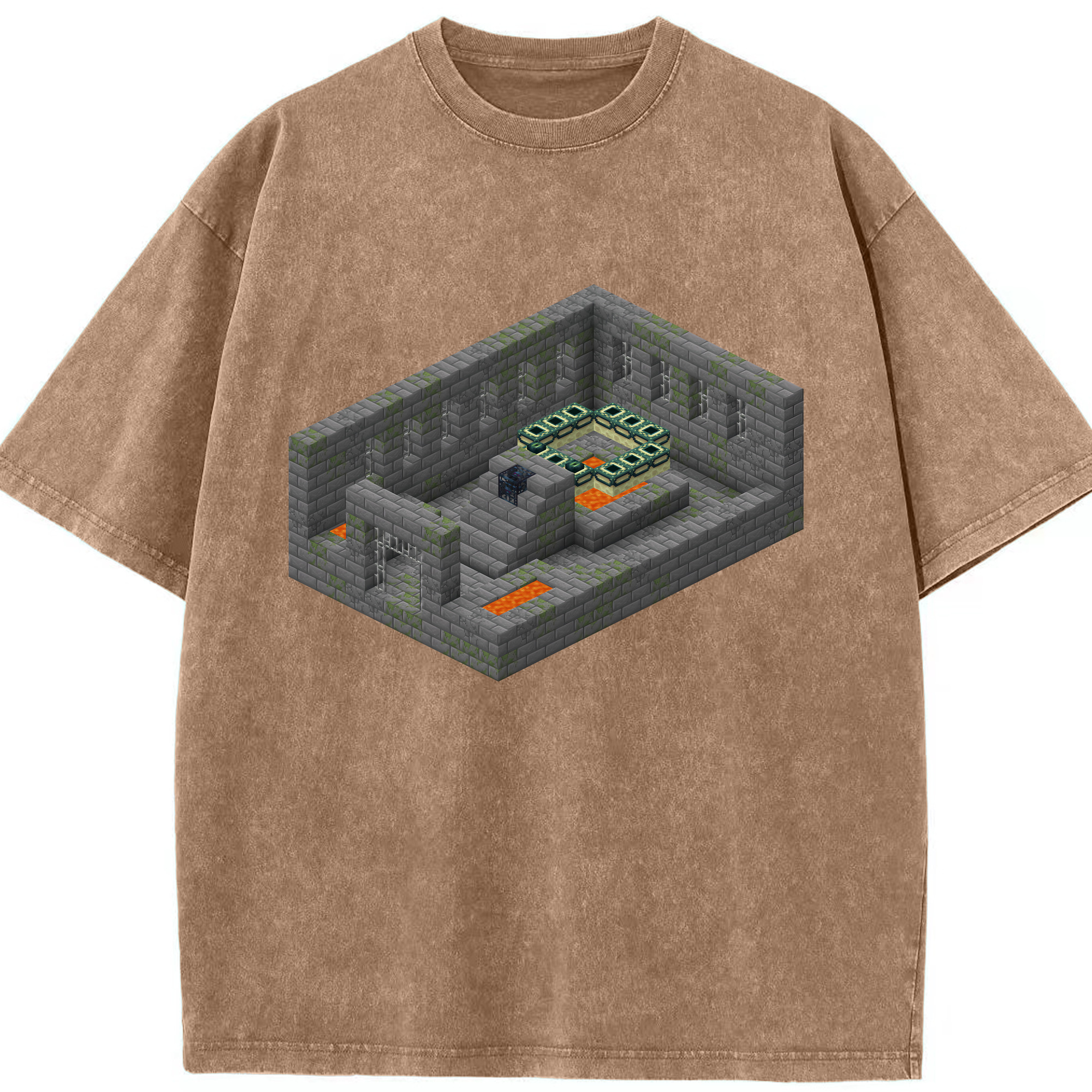 （画像用） マインクラフト ブロックの世界 Minecraft MC Block world 綿100% ヴィンテージ風 半袖Tシャツ（フロントプリント）