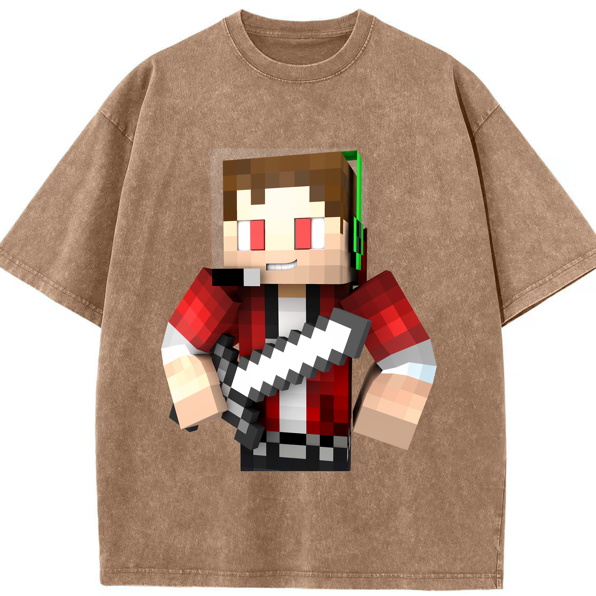 （画像用） マインクラフト ブロックの世界 Minecraft MC Block world 綿100% ヴィンテージ風 半袖Tシャツ（フロントプリント）