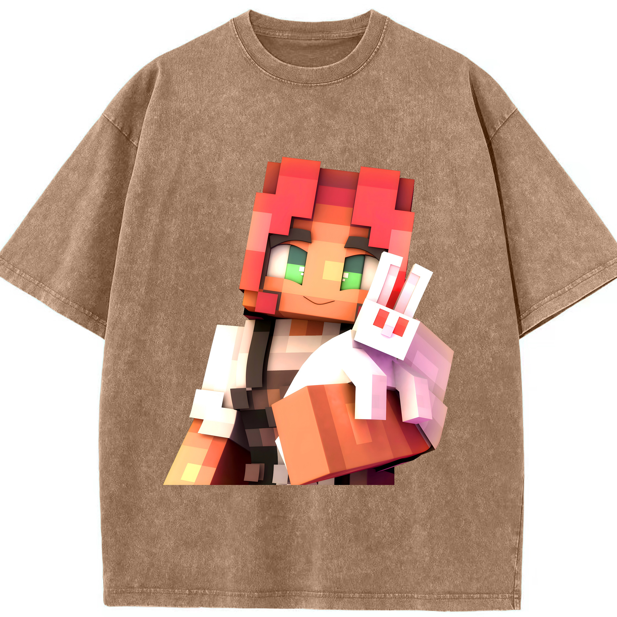 （画像用） マインクラフト ブロックの世界 Minecraft MC Block world 綿100% ヴィンテージ風 半袖Tシャツ（フロントプリント）