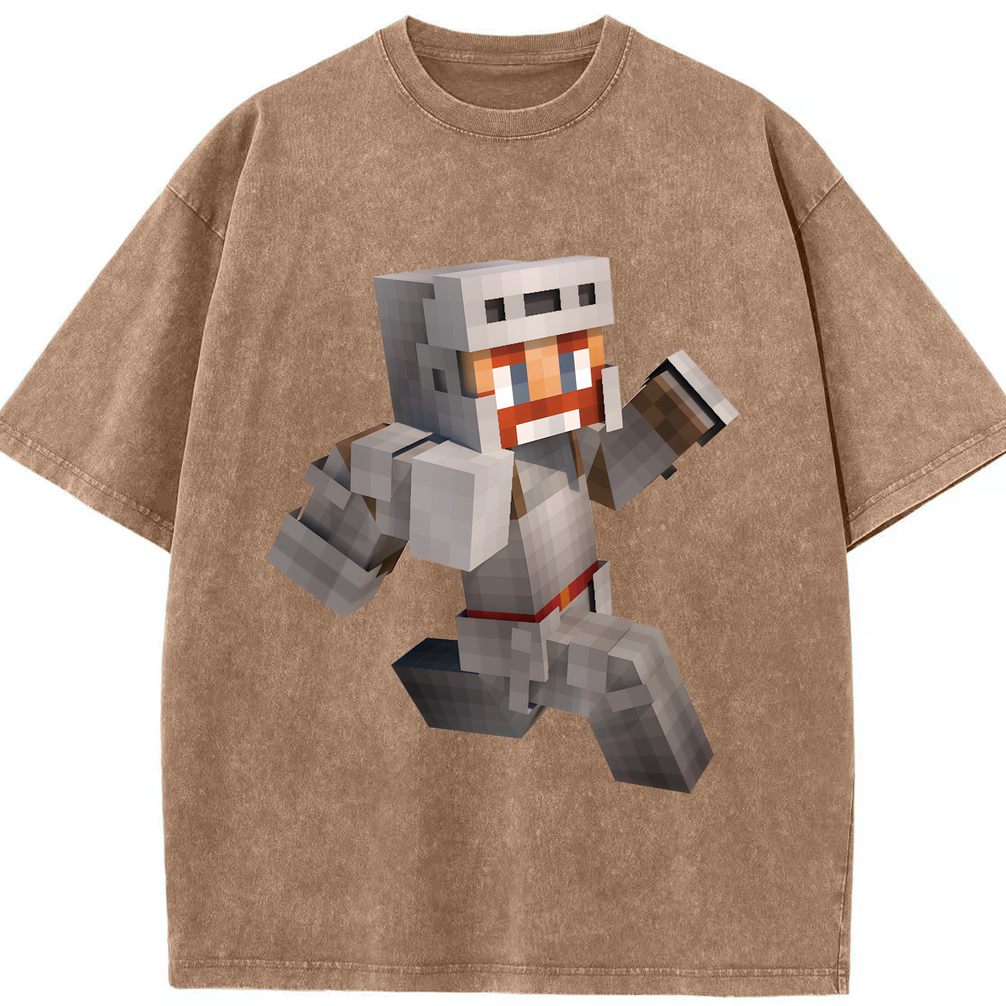 （画像用） マインクラフト ブロックの世界 Minecraft MC Block world 綿100% ヴィンテージ風 半袖Tシャツ（フロントプリント）