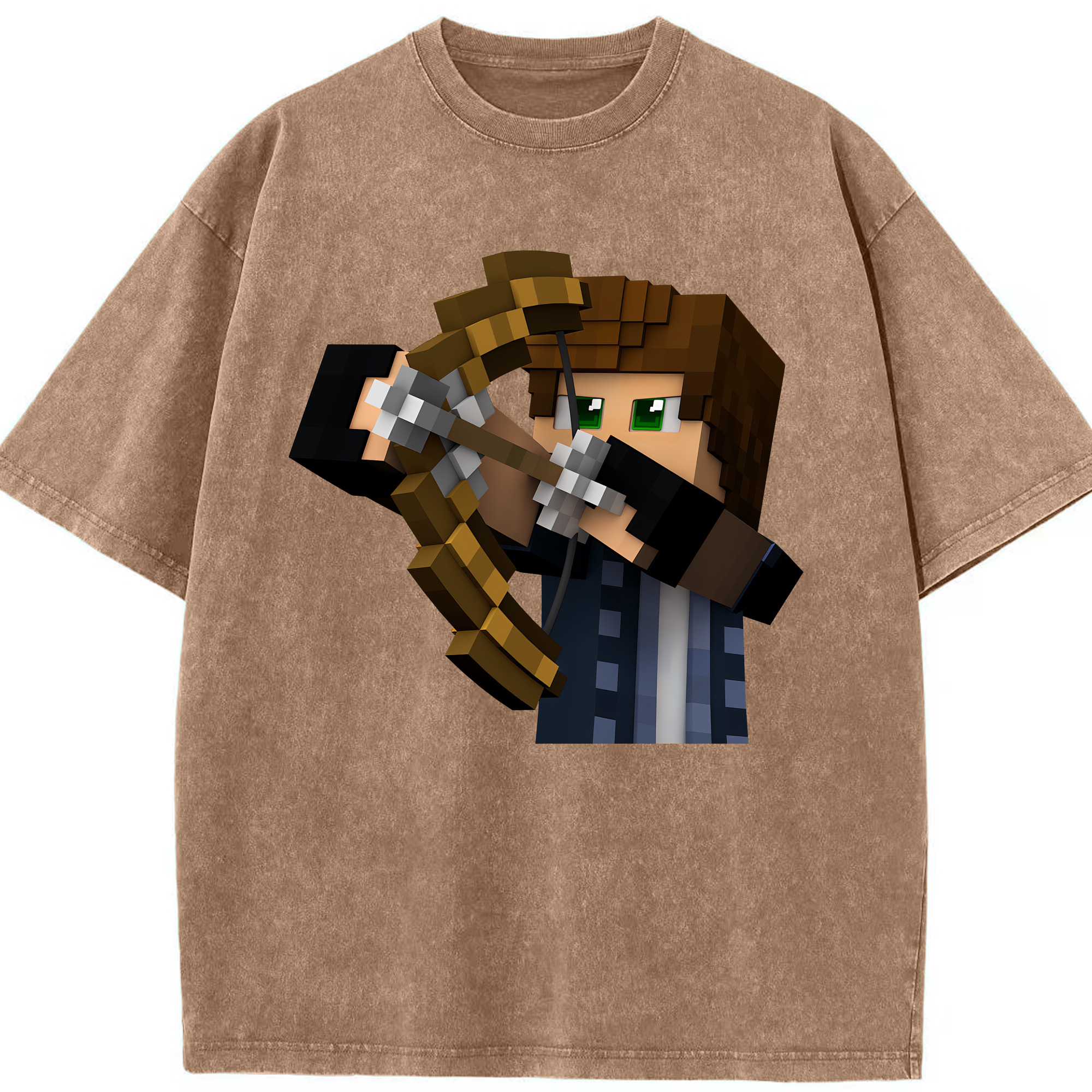 （画像用） マインクラフト ブロックの世界 Minecraft MC Block world 綿100% ヴィンテージ風 半袖Tシャツ（フロントプリント）