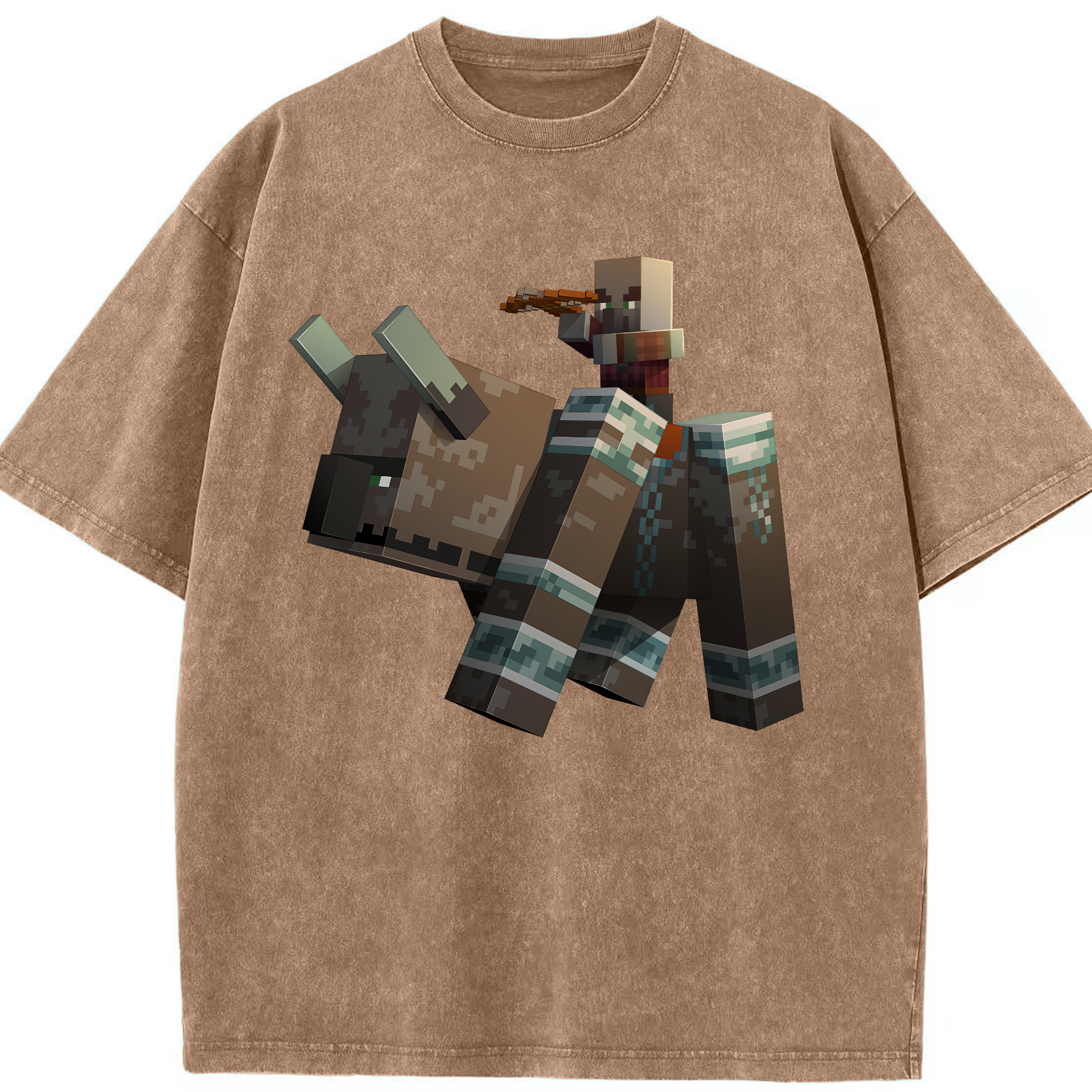 （画像用） マインクラフト ブロックの世界 Minecraft MC Block world 綿100% ヴィンテージ風 半袖Tシャツ（フロントプリント）