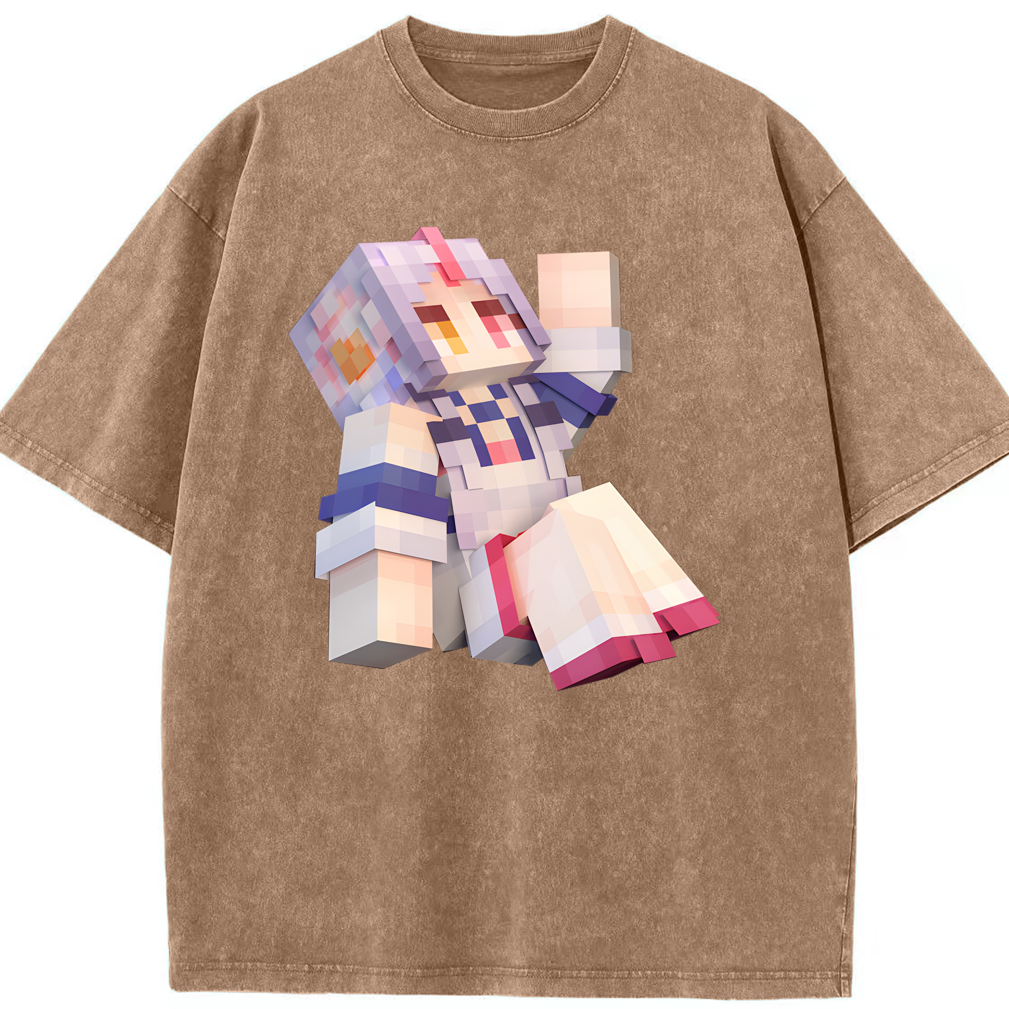 （画像用） マインクラフト ブロックの世界 Minecraft MC Block world 綿100% ヴィンテージ風 半袖Tシャツ（フロントプリント）