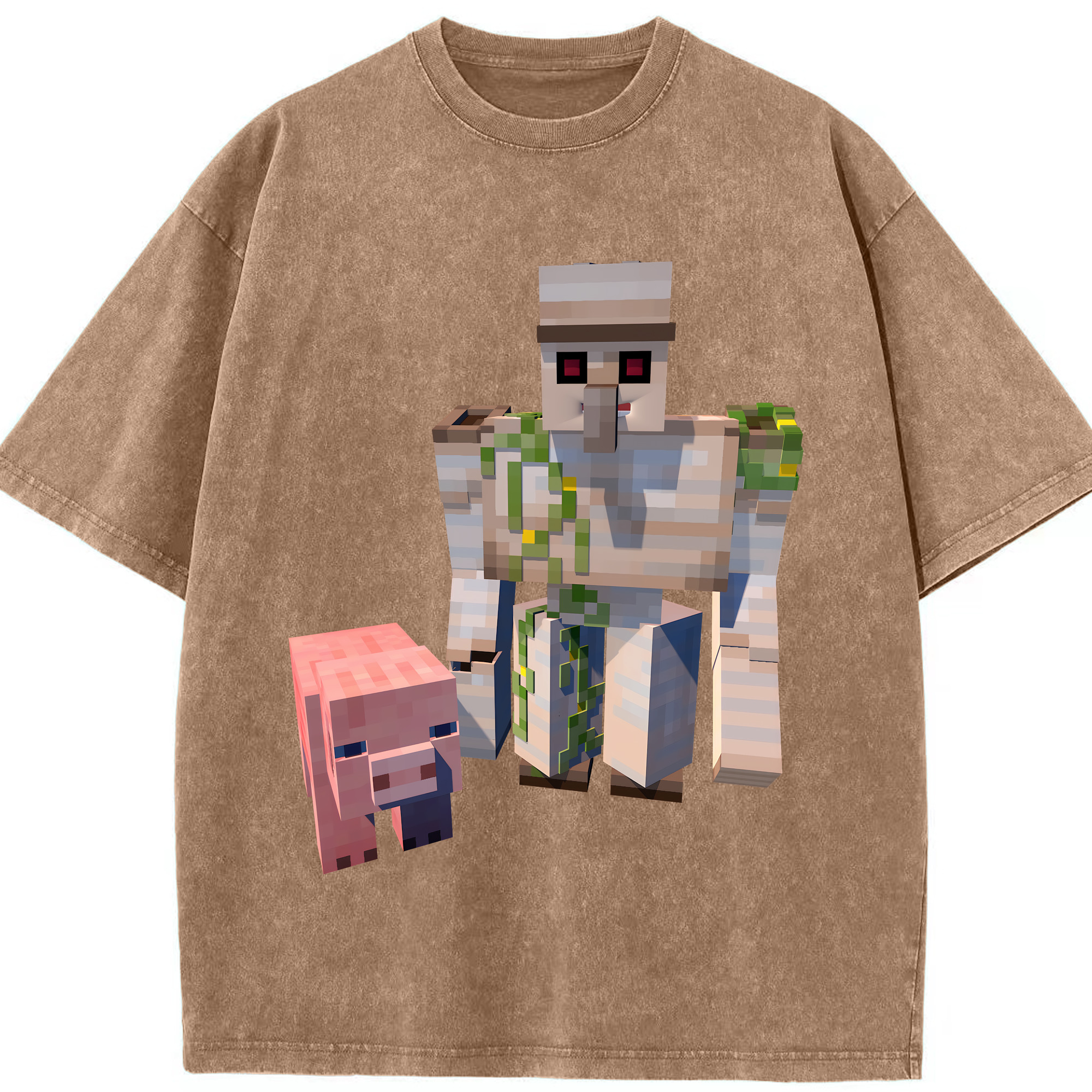 （画像用） マインクラフト ブロックの世界 Minecraft MC Block world 綿100% ヴィンテージ風 半袖Tシャツ（フロントプリント）